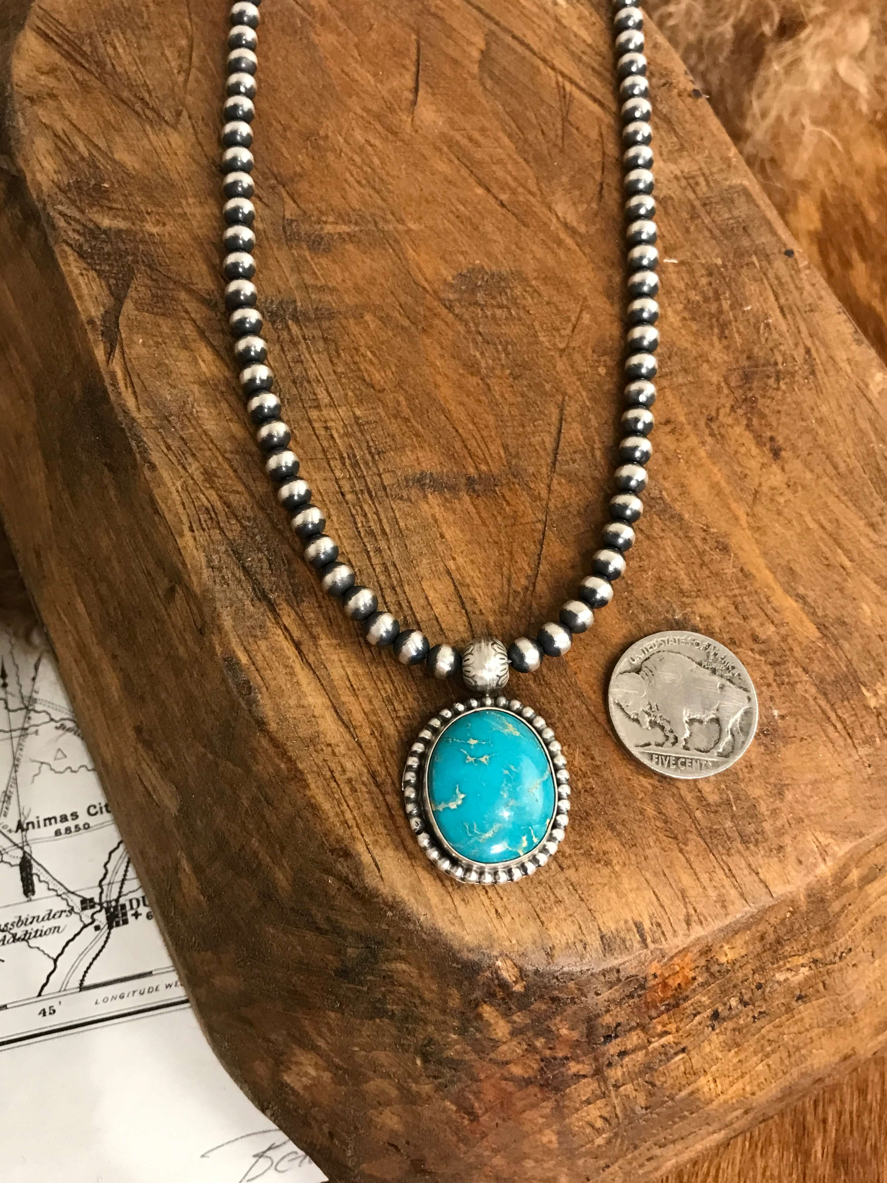 The Emerson Necklace, 8-Necklaces-Calli Co., Turquoise and Silver Jewelry, Native American Handmade, Zuni Tribe, Navajo Tribe, Brock Texas