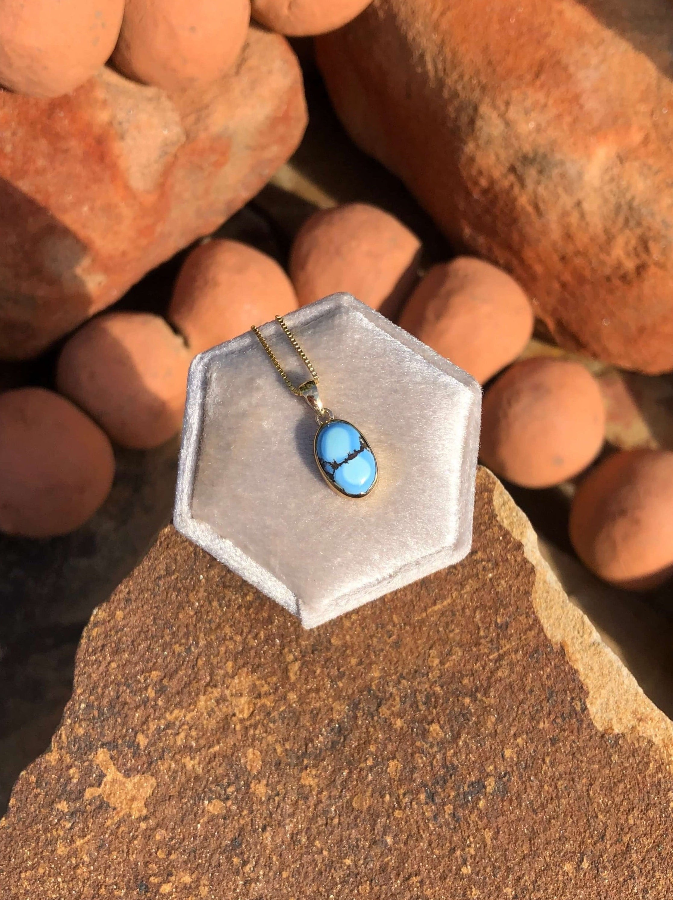 The Nordic 14k and Turquoise Pendant, 26-Pendants-Calli Co., Turquoise and Silver Jewelry, Native American Handmade, Zuni Tribe, Navajo Tribe, Brock Texas