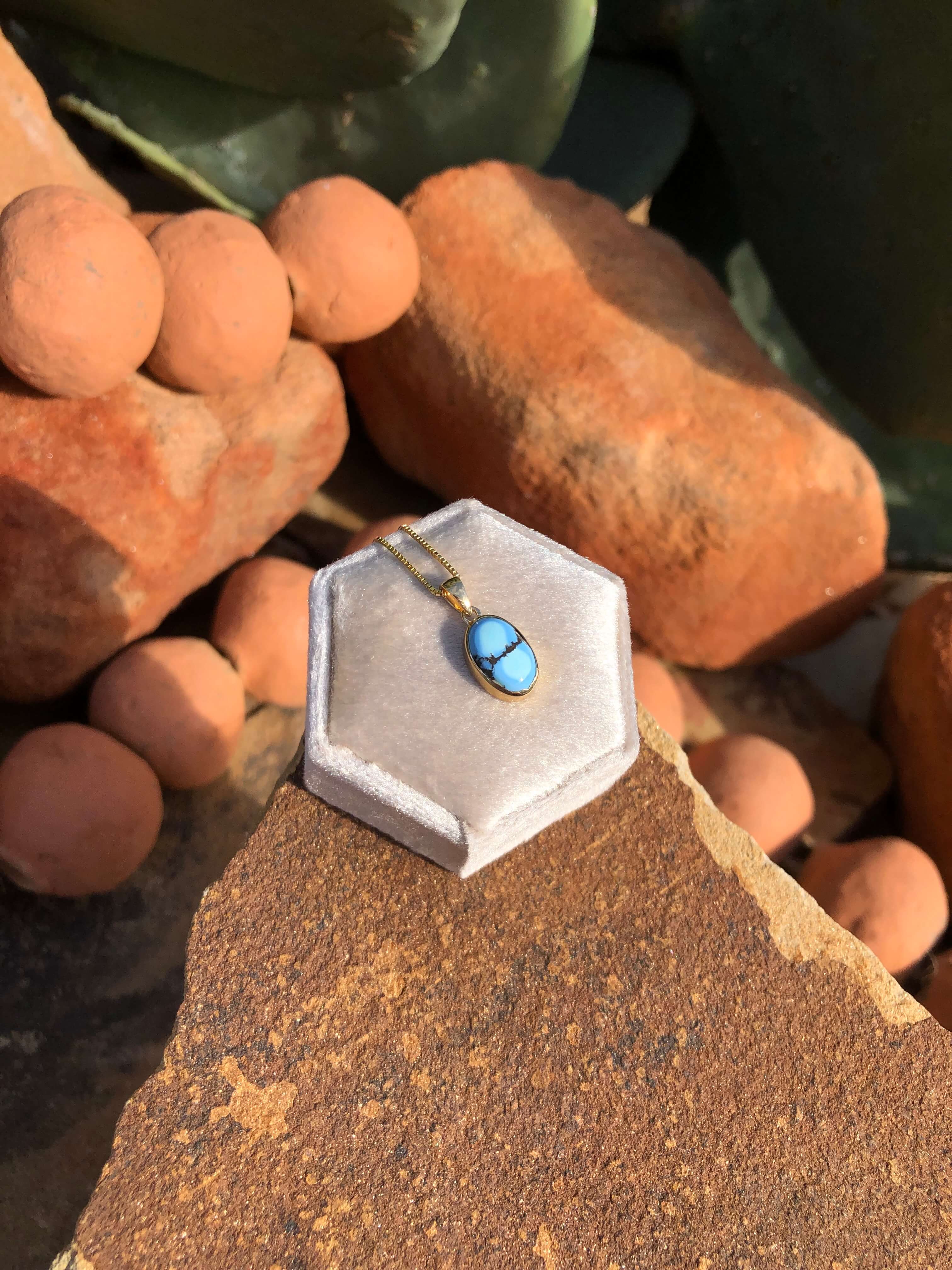 The Nordic 14k and Turquoise Pendant, 26-Pendants-Calli Co., Turquoise and Silver Jewelry, Native American Handmade, Zuni Tribe, Navajo Tribe, Brock Texas