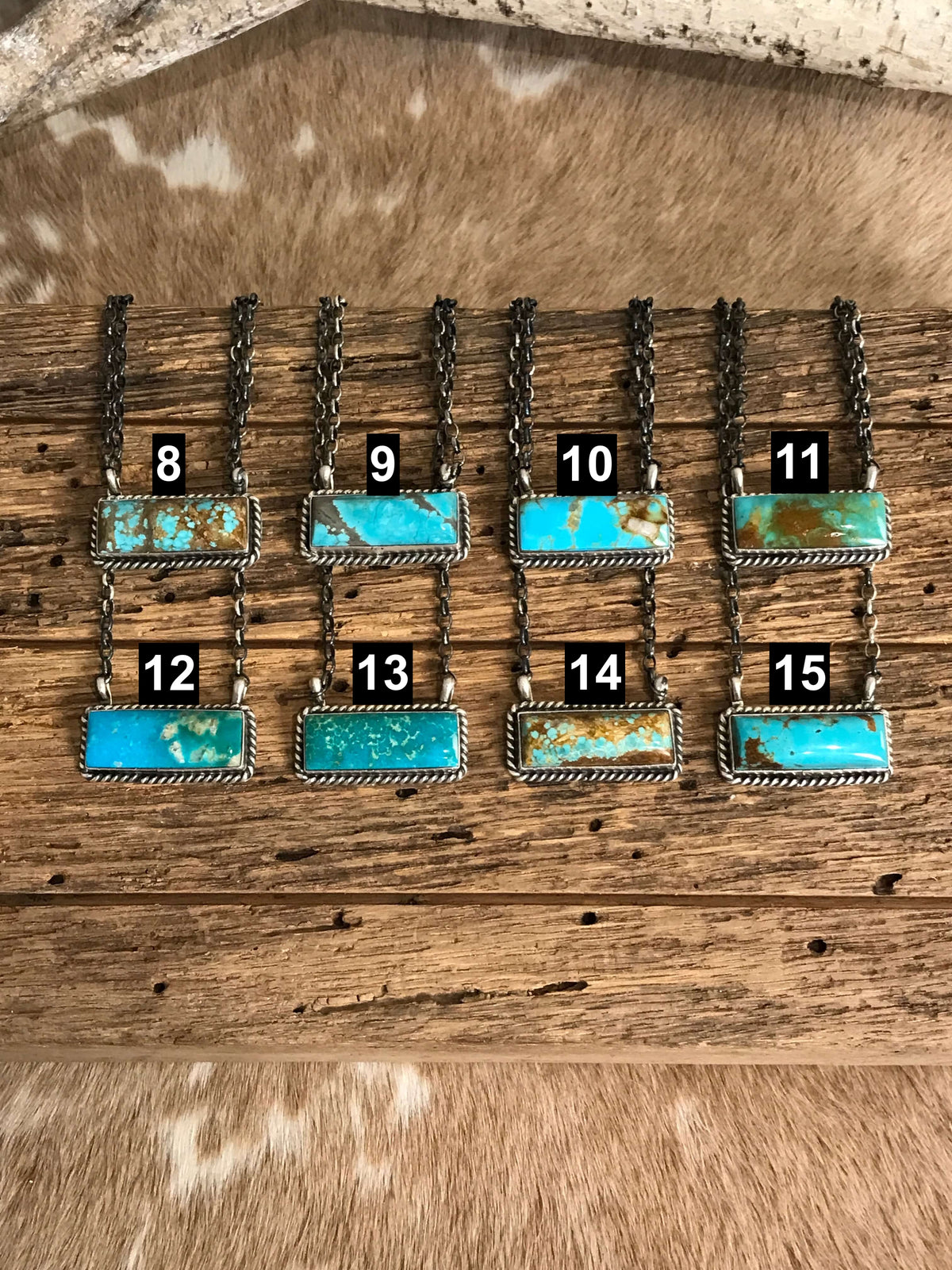 The Big Chief Turquoise Bar Necklaces-Necklaces-Calli Co., Turquoise and Silver Jewelry, Native American Handmade, Zuni Tribe, Navajo Tribe, Brock Texas