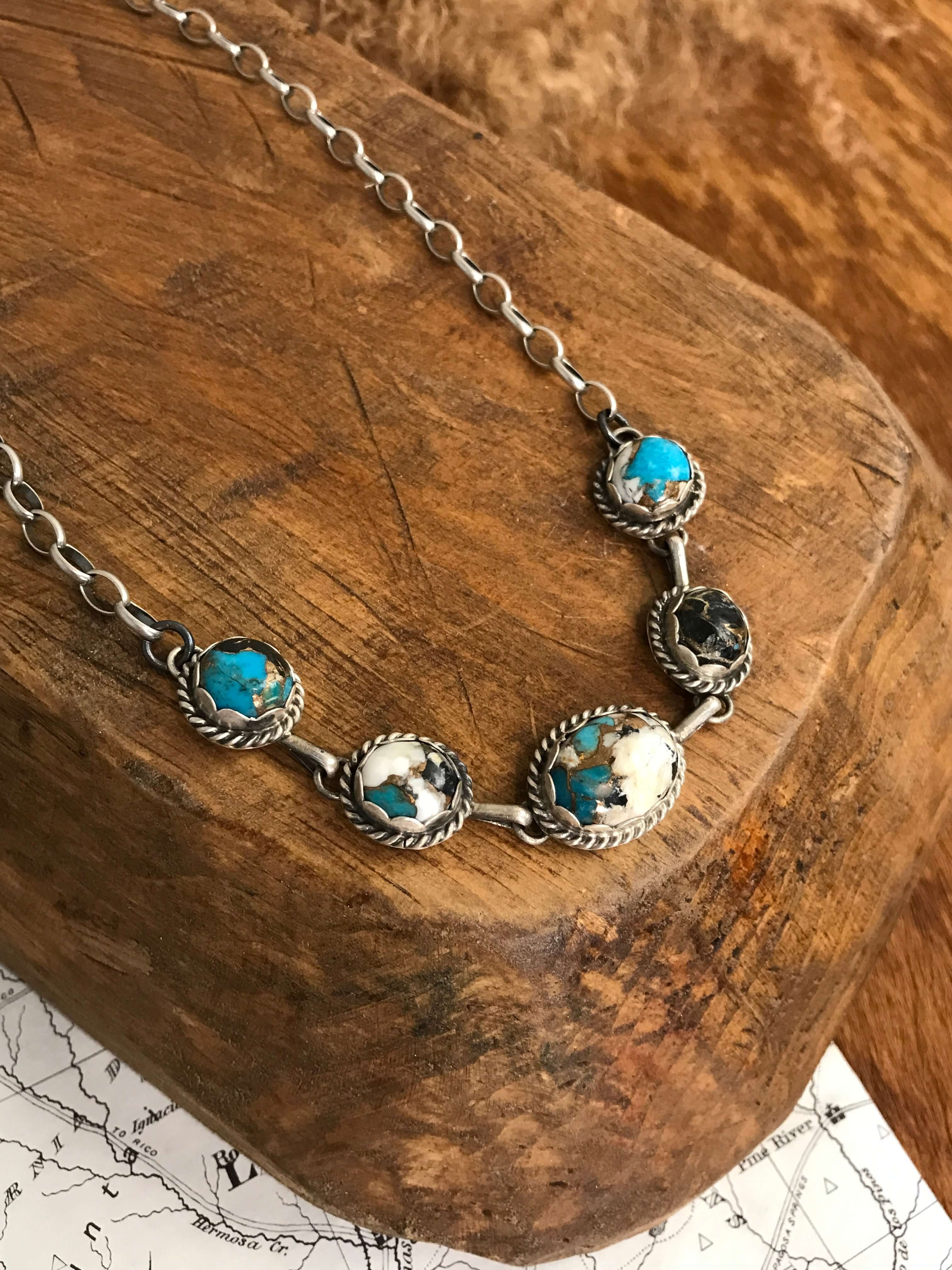 The Lulu Necklace, 2-Necklaces-Calli Co., Turquoise and Silver Jewelry, Native American Handmade, Zuni Tribe, Navajo Tribe, Brock Texas