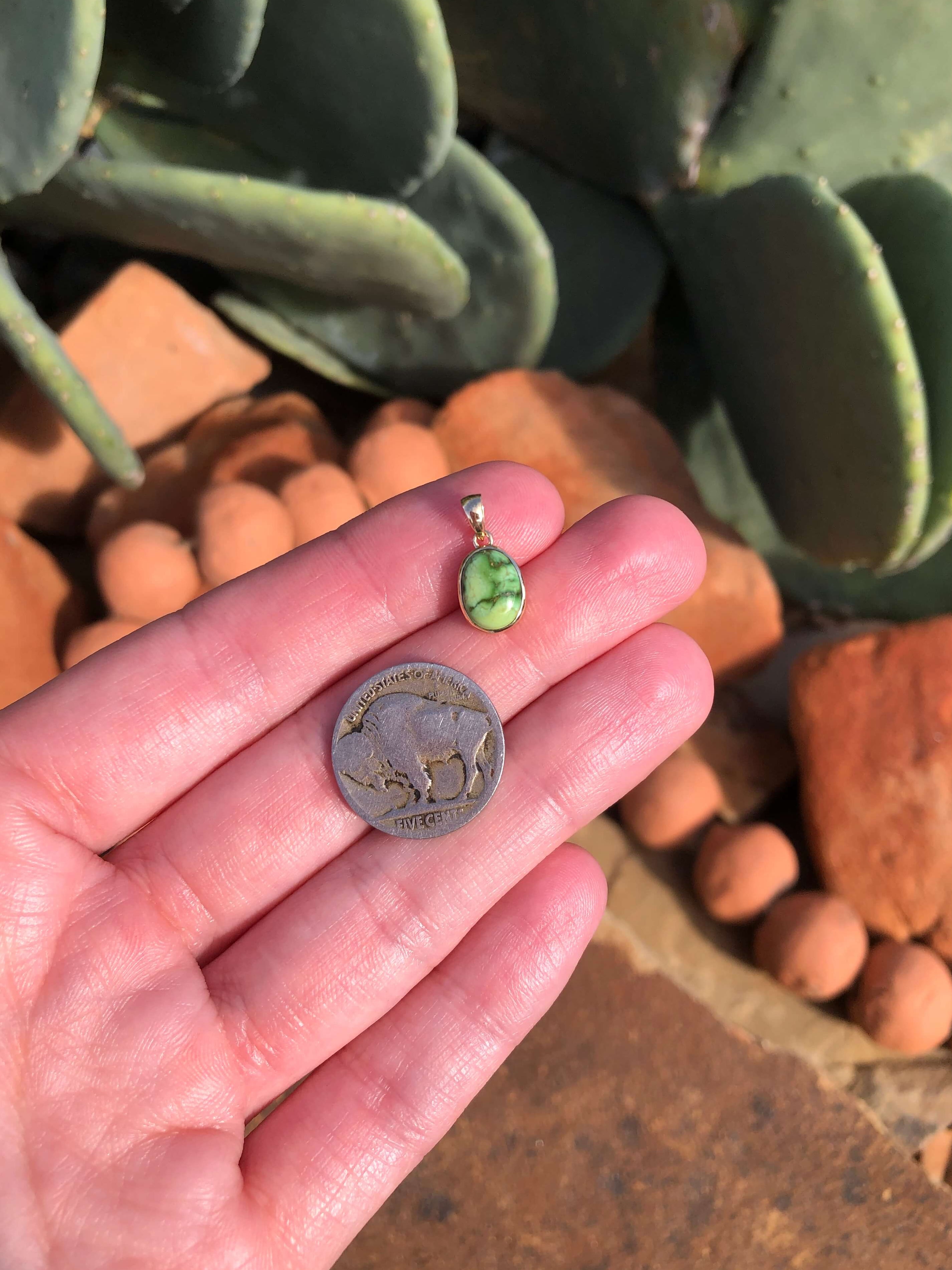 The Nordic 14k and Turquoise Pendant, 18-Pendants-Calli Co., Turquoise and Silver Jewelry, Native American Handmade, Zuni Tribe, Navajo Tribe, Brock Texas