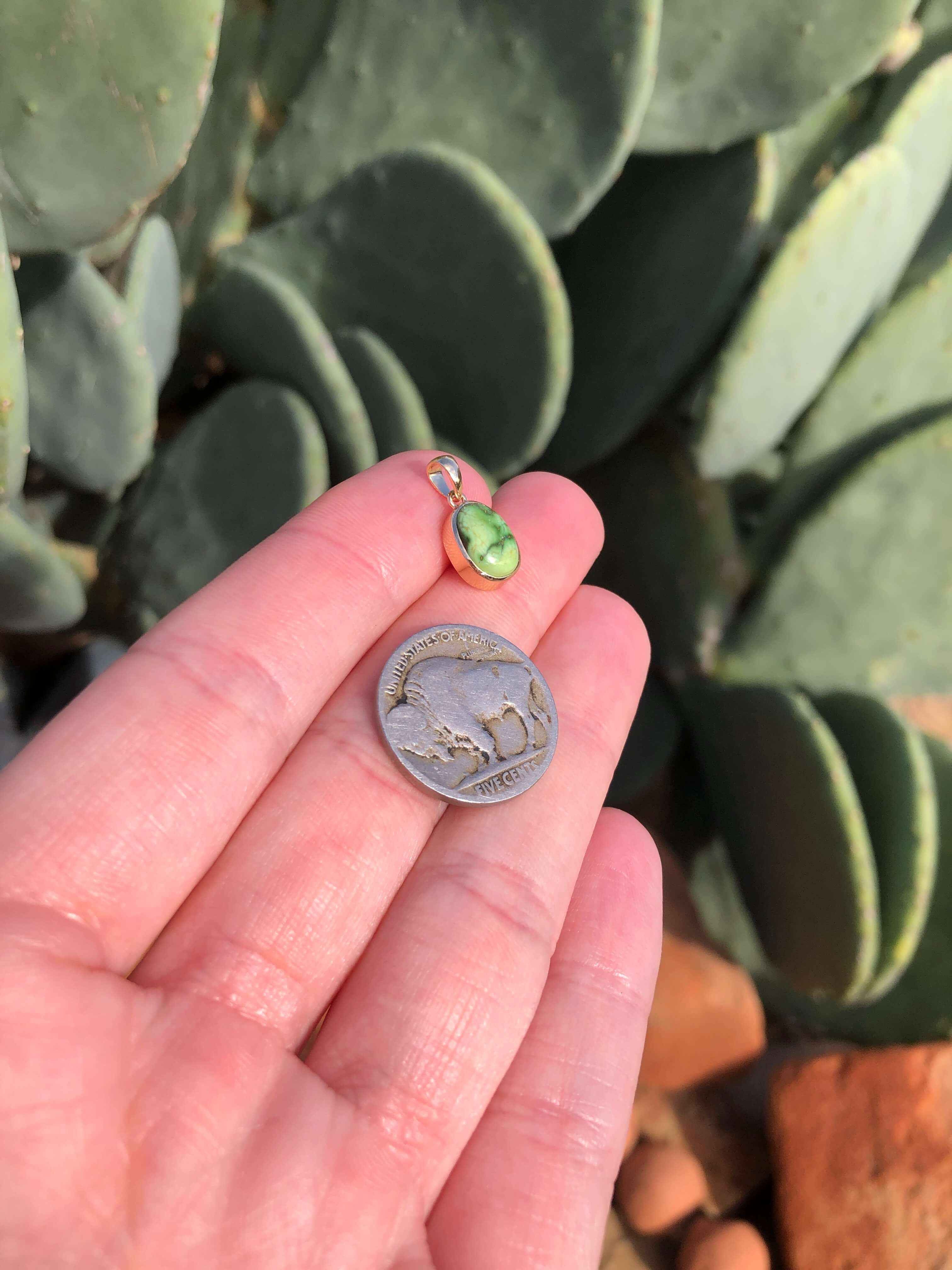 The Nordic 14k and Turquoise Pendant, 18-Pendants-Calli Co., Turquoise and Silver Jewelry, Native American Handmade, Zuni Tribe, Navajo Tribe, Brock Texas