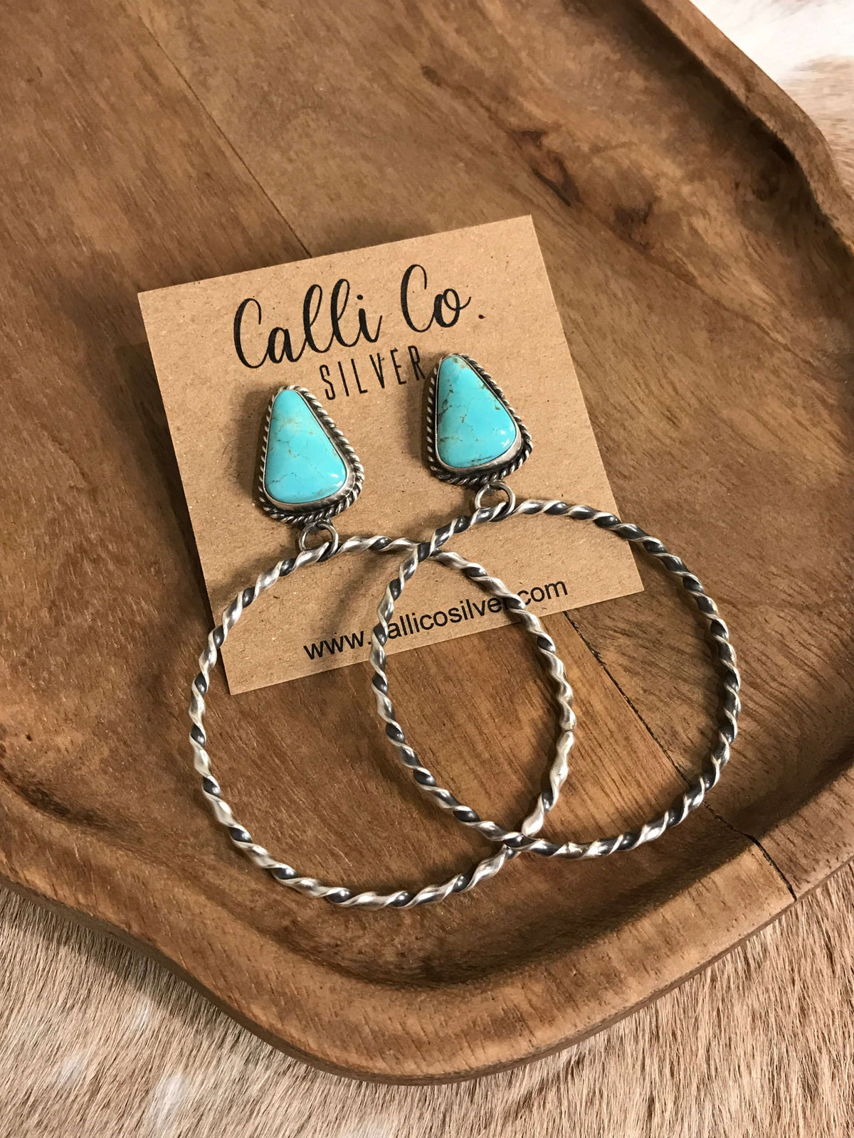 The Swain Hoop Earrings, 37-Earrings-Calli Co., Turquoise and Silver Jewelry, Native American Handmade, Zuni Tribe, Navajo Tribe, Brock Texas