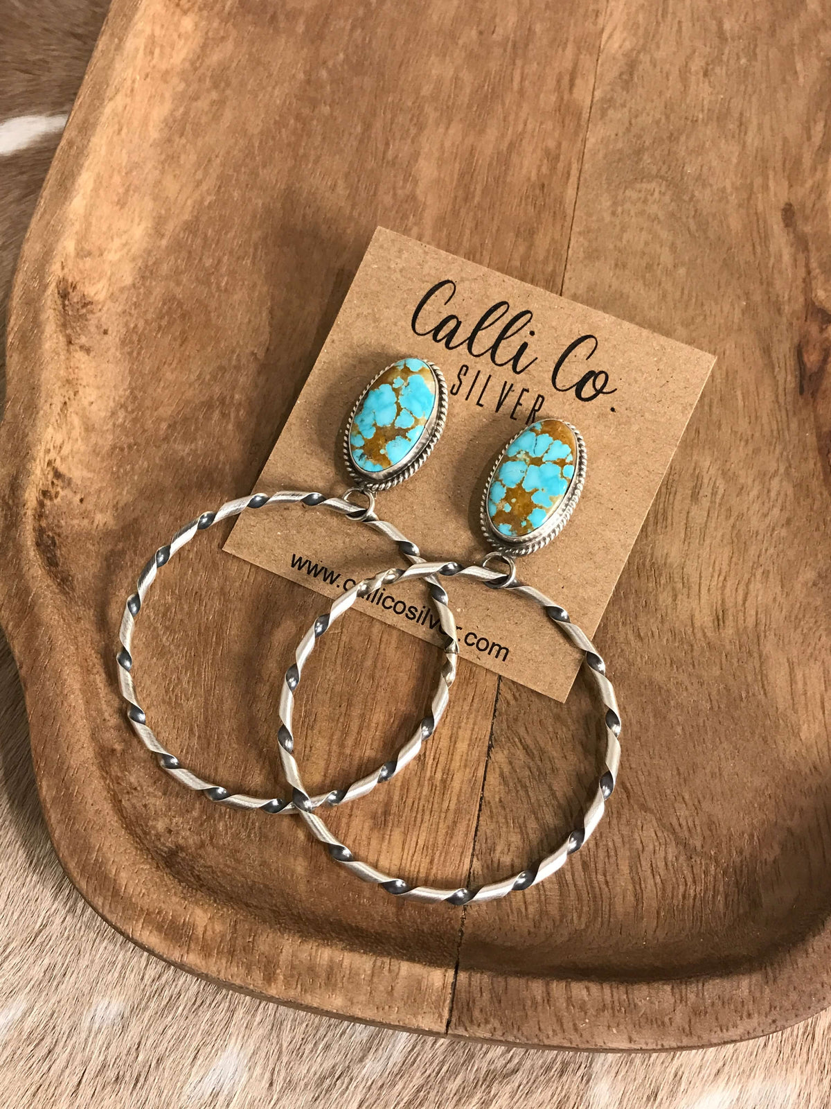 The Swain Hoop Earrings, 41-Earrings-Calli Co., Turquoise and Silver Jewelry, Native American Handmade, Zuni Tribe, Navajo Tribe, Brock Texas
