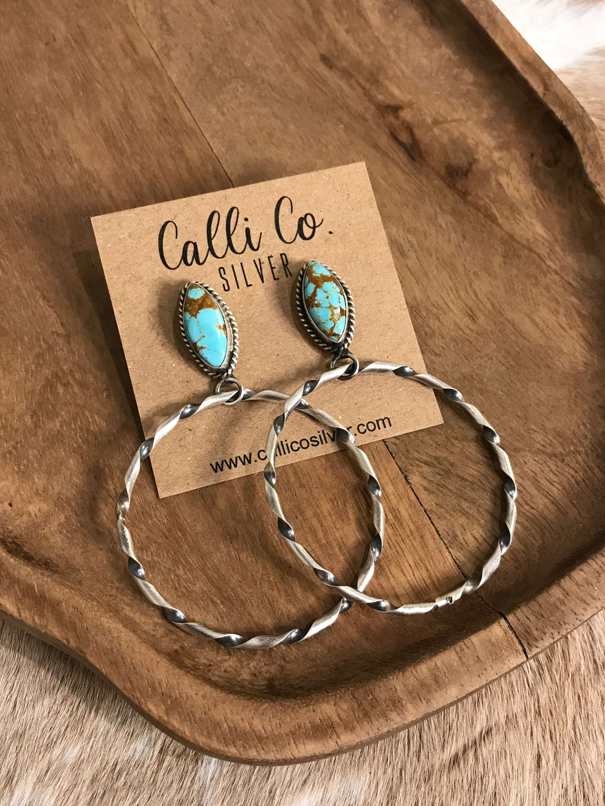 The Swain Hoop Earrings, 45-Earrings-Calli Co., Turquoise and Silver Jewelry, Native American Handmade, Zuni Tribe, Navajo Tribe, Brock Texas