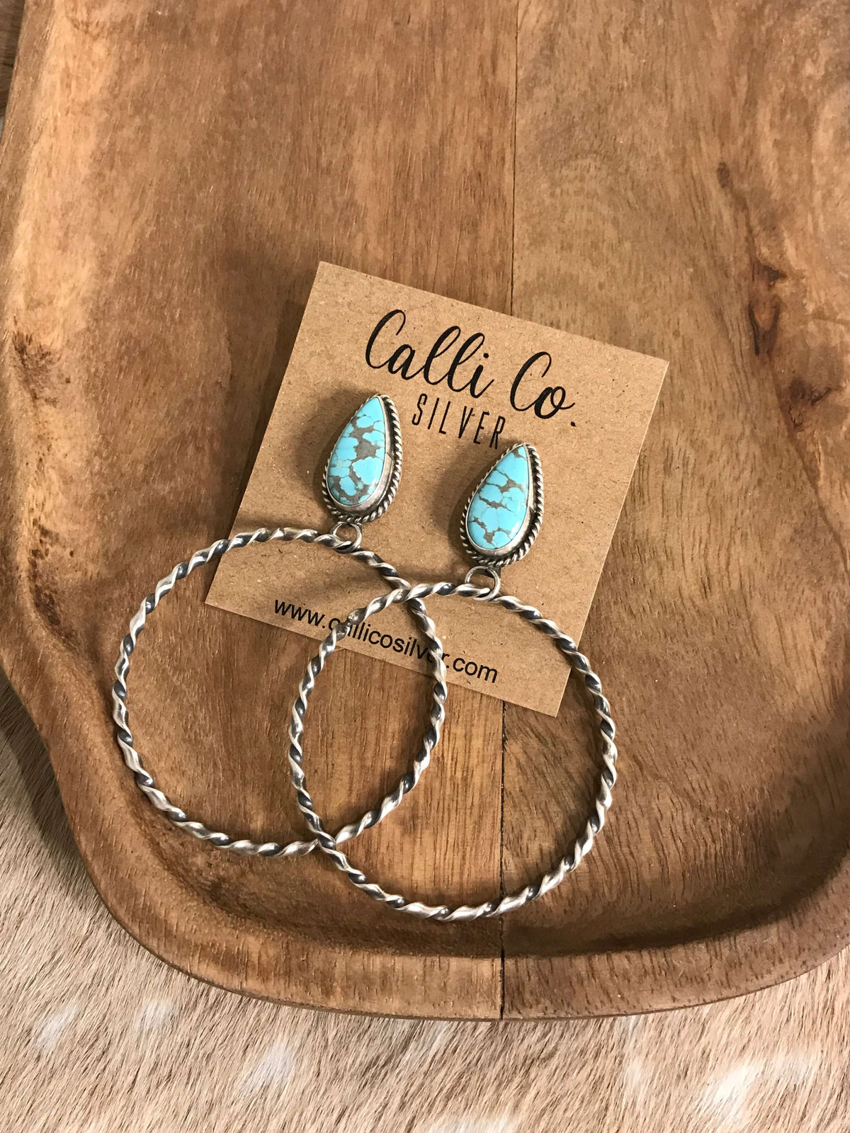 The Swain Hoop Earrings, 48-Earrings-Calli Co., Turquoise and Silver Jewelry, Native American Handmade, Zuni Tribe, Navajo Tribe, Brock Texas