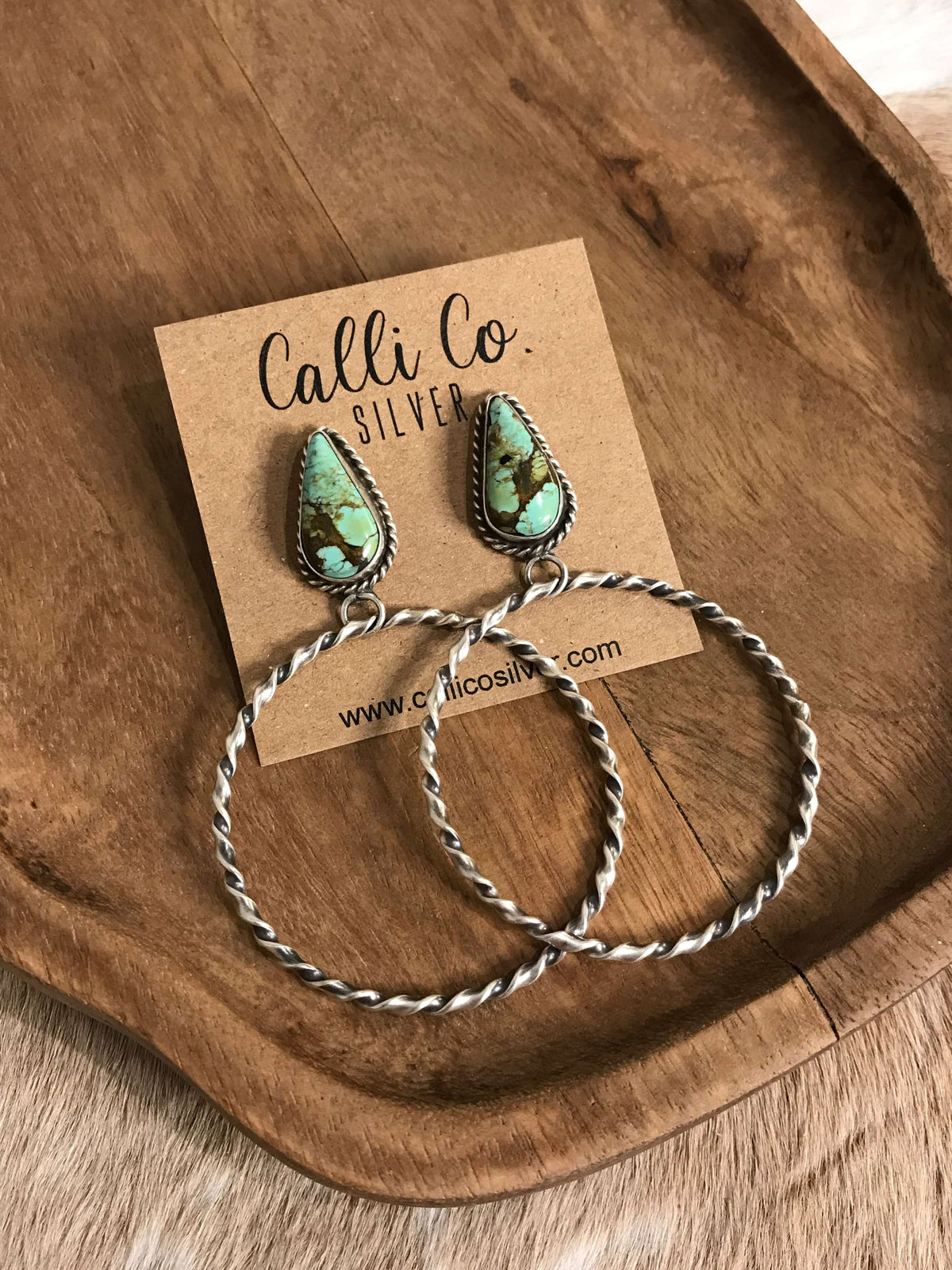 The Swain Hoop Earrings, 49-Earrings-Calli Co., Turquoise and Silver Jewelry, Native American Handmade, Zuni Tribe, Navajo Tribe, Brock Texas