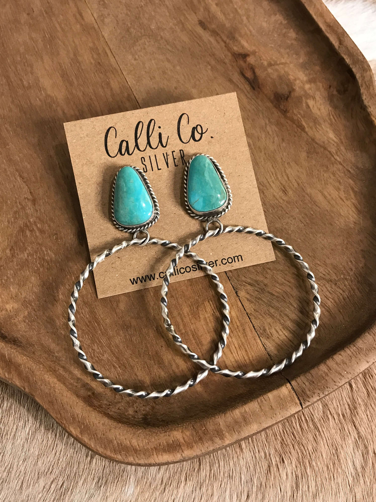The Swain Hoop Earrings, 50-Earrings-Calli Co., Turquoise and Silver Jewelry, Native American Handmade, Zuni Tribe, Navajo Tribe, Brock Texas