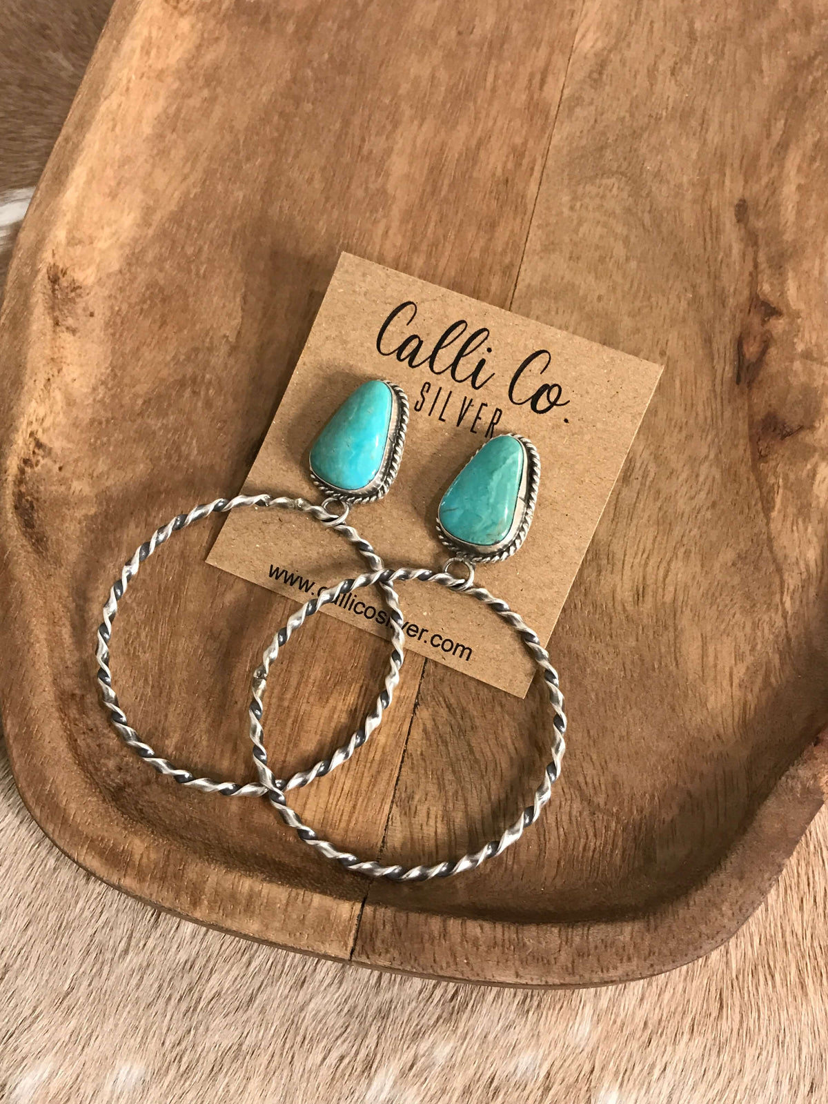The Swain Hoop Earrings, 50-Earrings-Calli Co., Turquoise and Silver Jewelry, Native American Handmade, Zuni Tribe, Navajo Tribe, Brock Texas