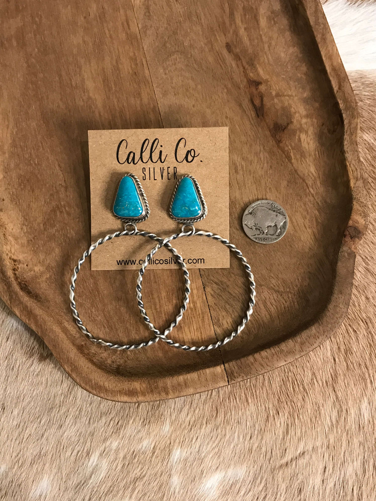 The Swain Hoop Earrings, 51-Earrings-Calli Co., Turquoise and Silver Jewelry, Native American Handmade, Zuni Tribe, Navajo Tribe, Brock Texas