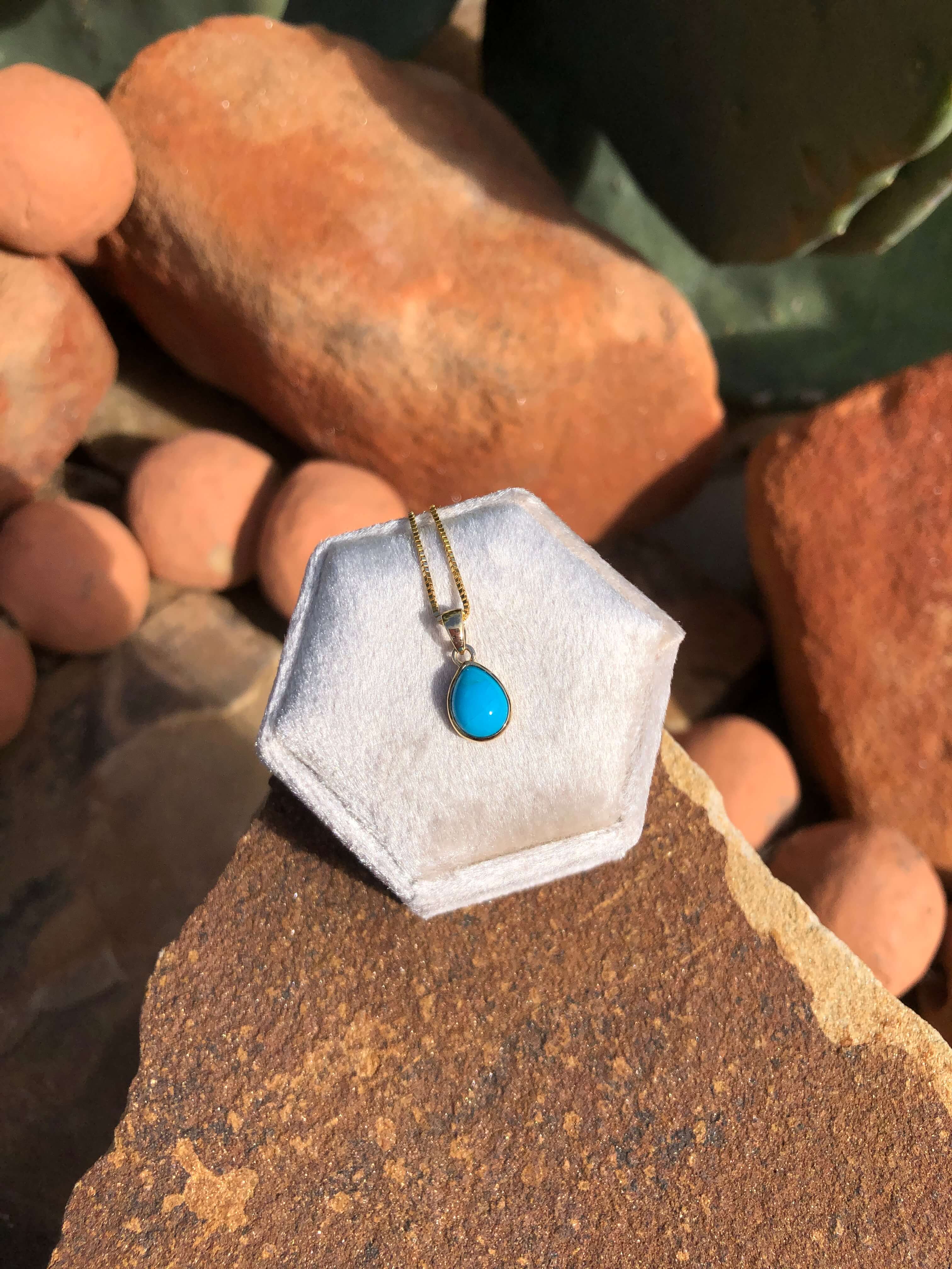 The Nordic 14k and Turquoise Pendant, 20-Pendants-Calli Co., Turquoise and Silver Jewelry, Native American Handmade, Zuni Tribe, Navajo Tribe, Brock Texas