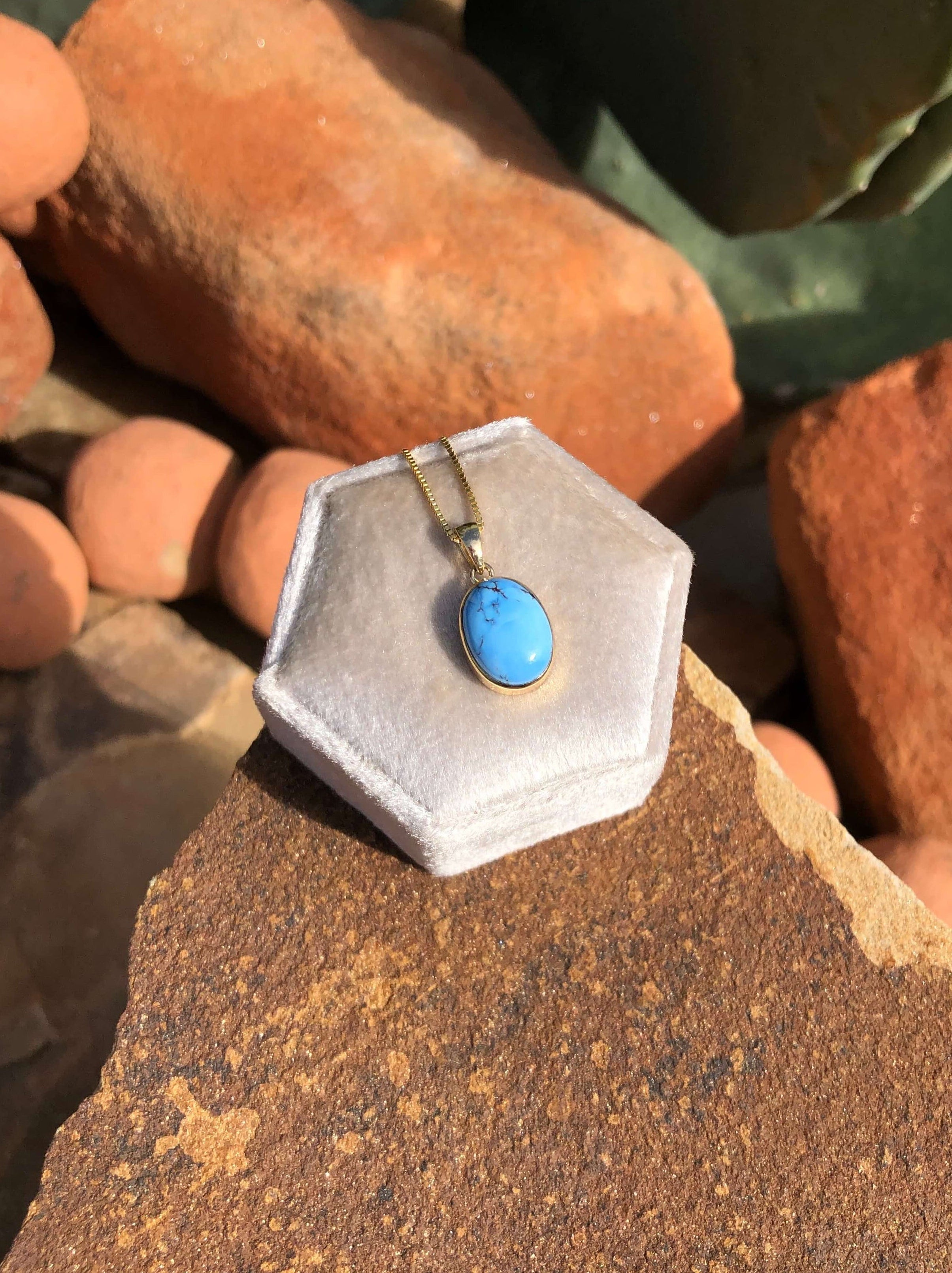 The Nordic 14k and Turquoise Pendant, 27-Pendants-Calli Co., Turquoise and Silver Jewelry, Native American Handmade, Zuni Tribe, Navajo Tribe, Brock Texas