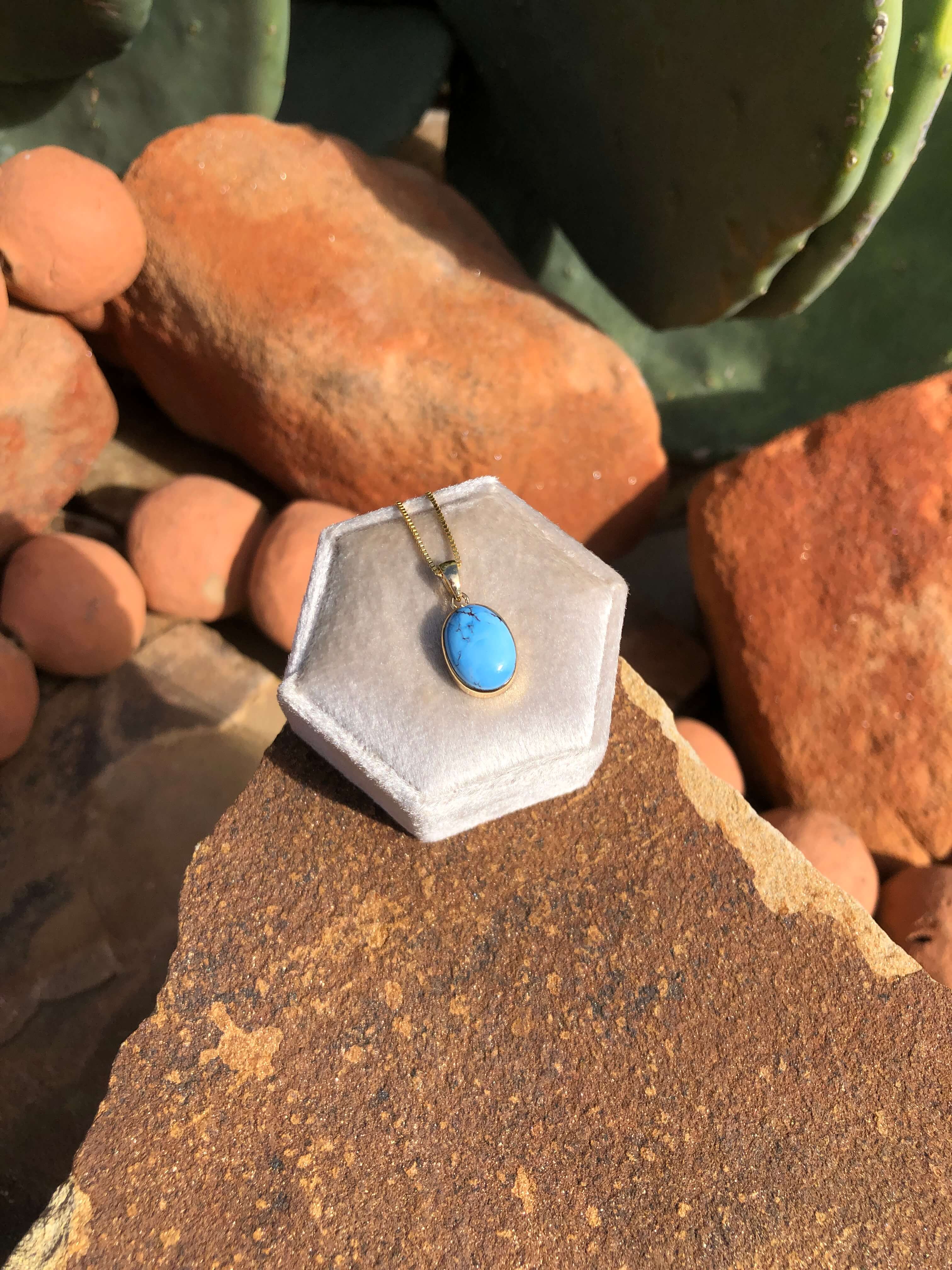 The Nordic 14k and Turquoise Pendant, 27-Pendants-Calli Co., Turquoise and Silver Jewelry, Native American Handmade, Zuni Tribe, Navajo Tribe, Brock Texas