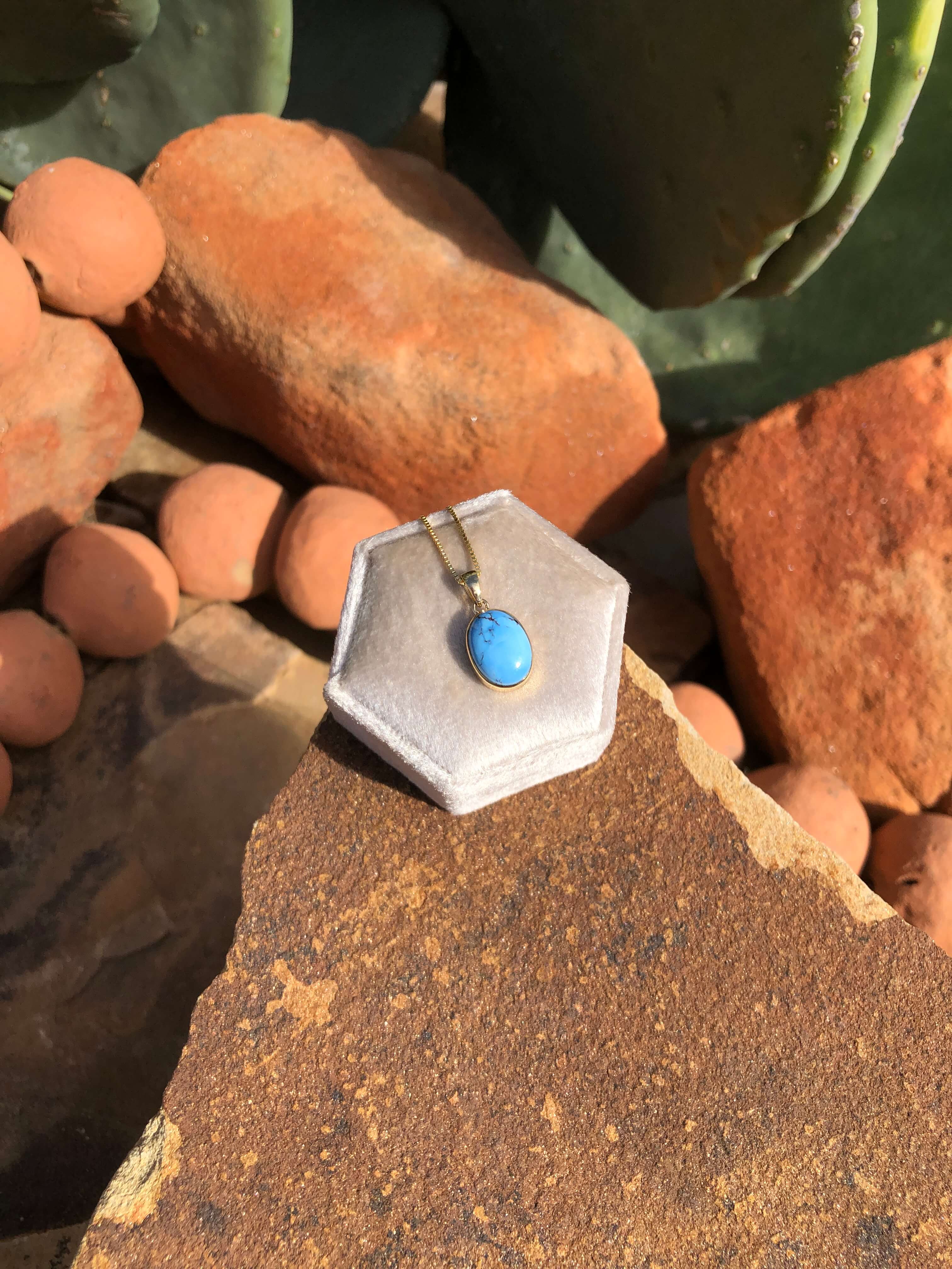 The Nordic 14k and Turquoise Pendant, 27-Pendants-Calli Co., Turquoise and Silver Jewelry, Native American Handmade, Zuni Tribe, Navajo Tribe, Brock Texas