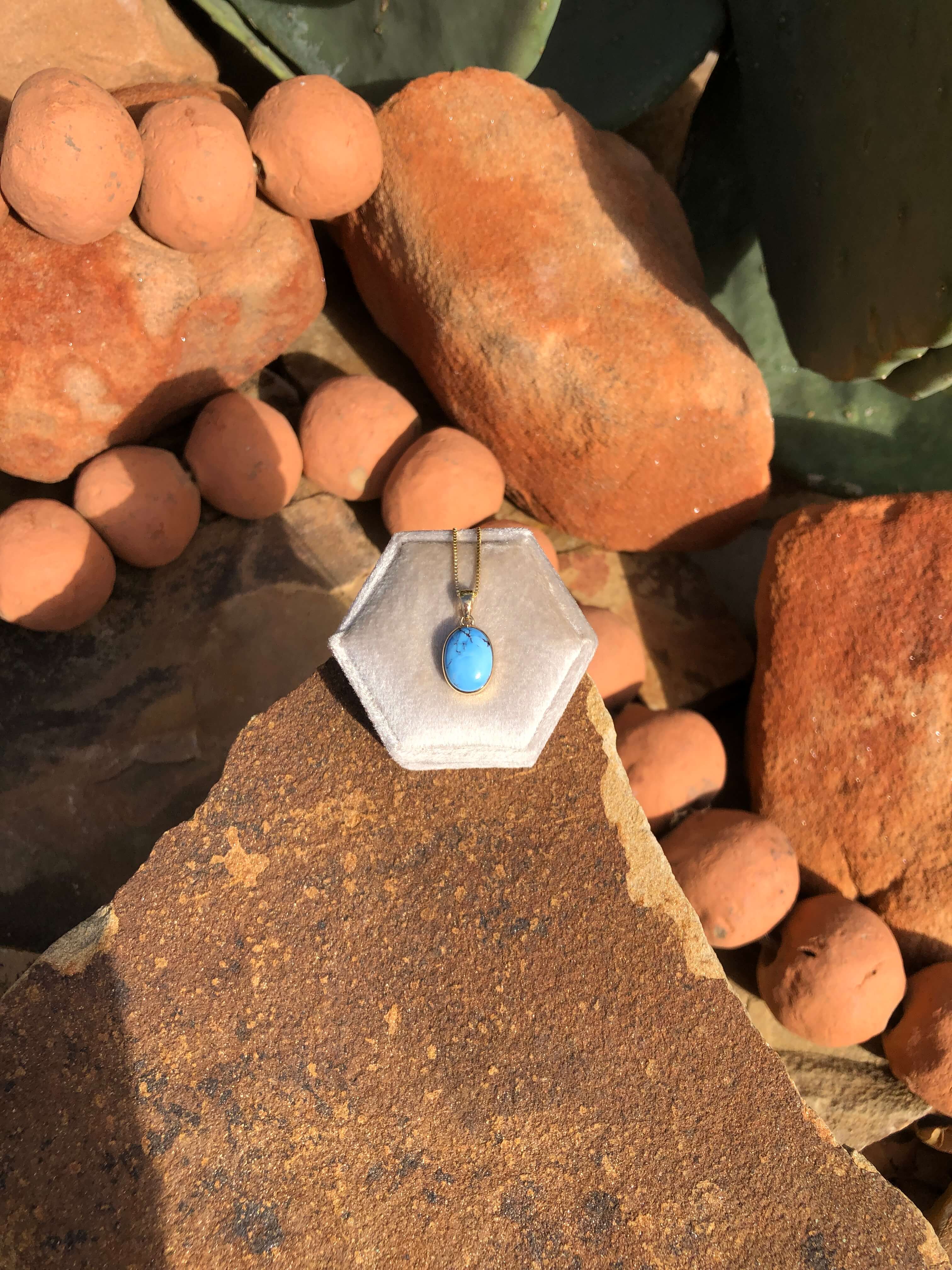 The Nordic 14k and Turquoise Pendant, 27-Pendants-Calli Co., Turquoise and Silver Jewelry, Native American Handmade, Zuni Tribe, Navajo Tribe, Brock Texas