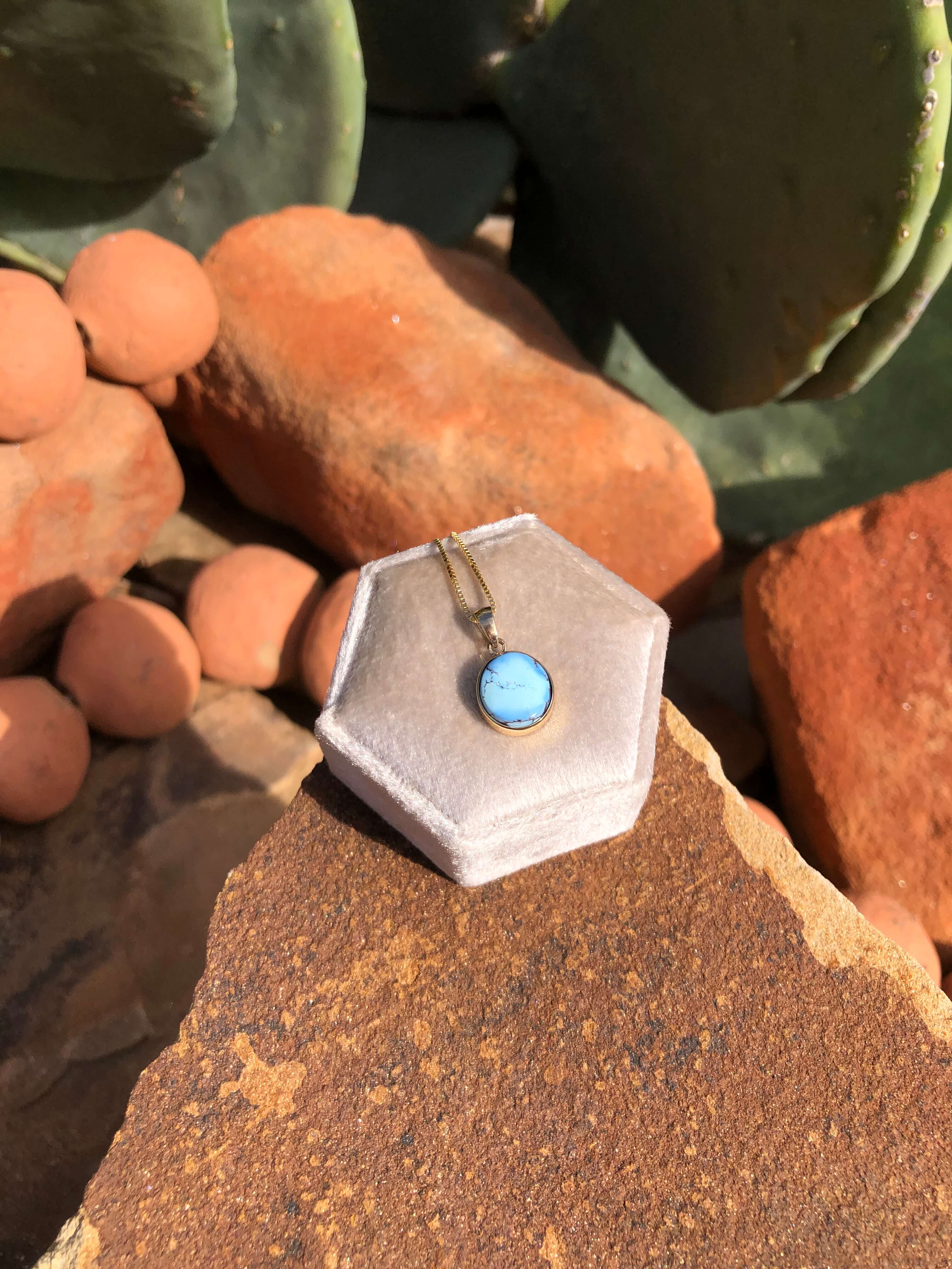 The Nordic 14k and Turquoise Pendant, 28-Pendants-Calli Co., Turquoise and Silver Jewelry, Native American Handmade, Zuni Tribe, Navajo Tribe, Brock Texas