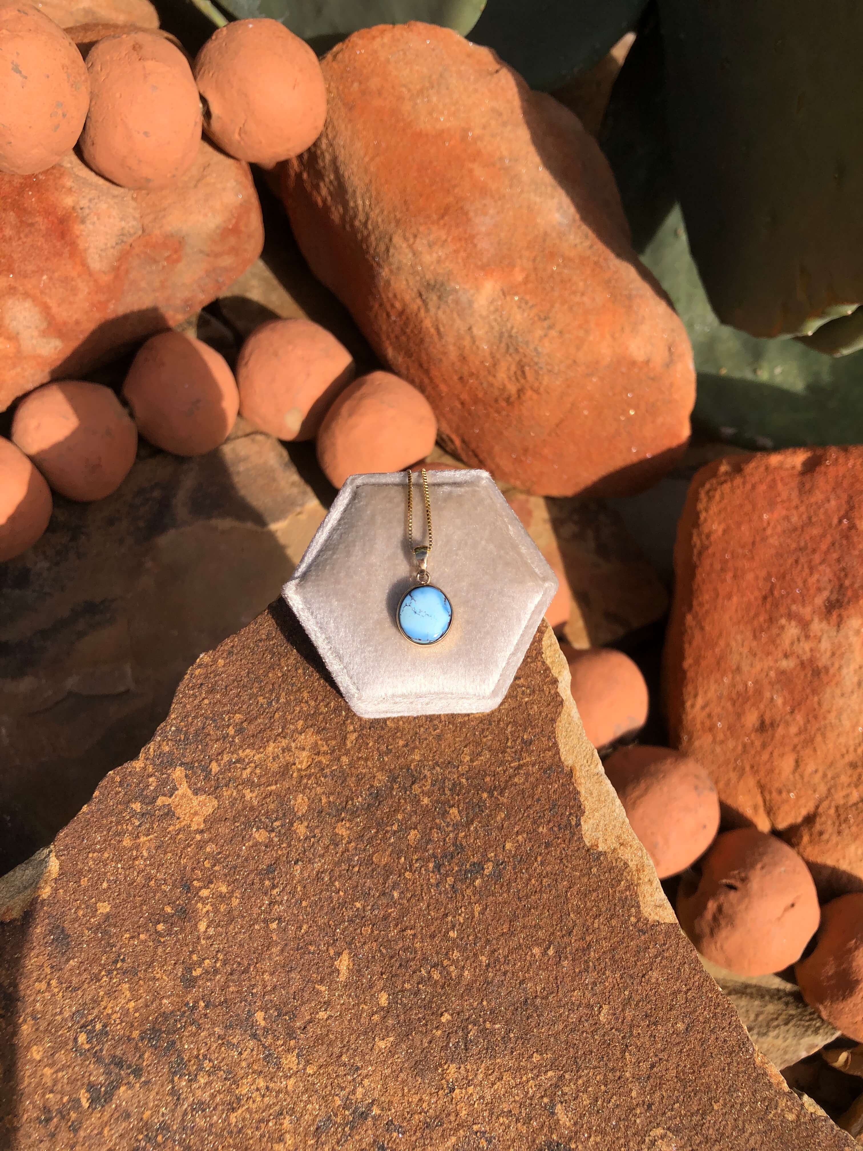 The Nordic 14k and Turquoise Pendant, 28-Pendants-Calli Co., Turquoise and Silver Jewelry, Native American Handmade, Zuni Tribe, Navajo Tribe, Brock Texas