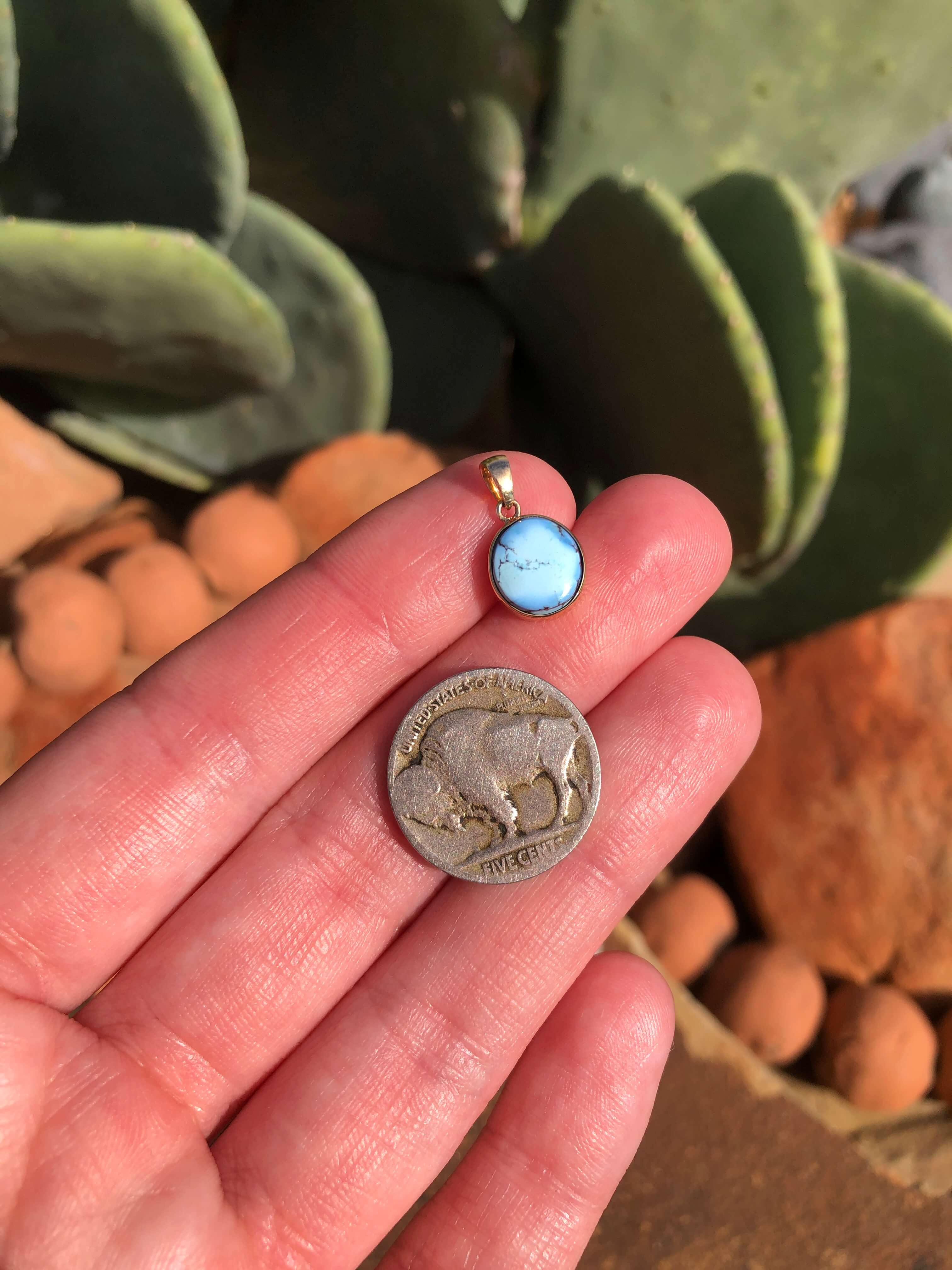 The Nordic 14k and Turquoise Pendant, 28-Pendants-Calli Co., Turquoise and Silver Jewelry, Native American Handmade, Zuni Tribe, Navajo Tribe, Brock Texas