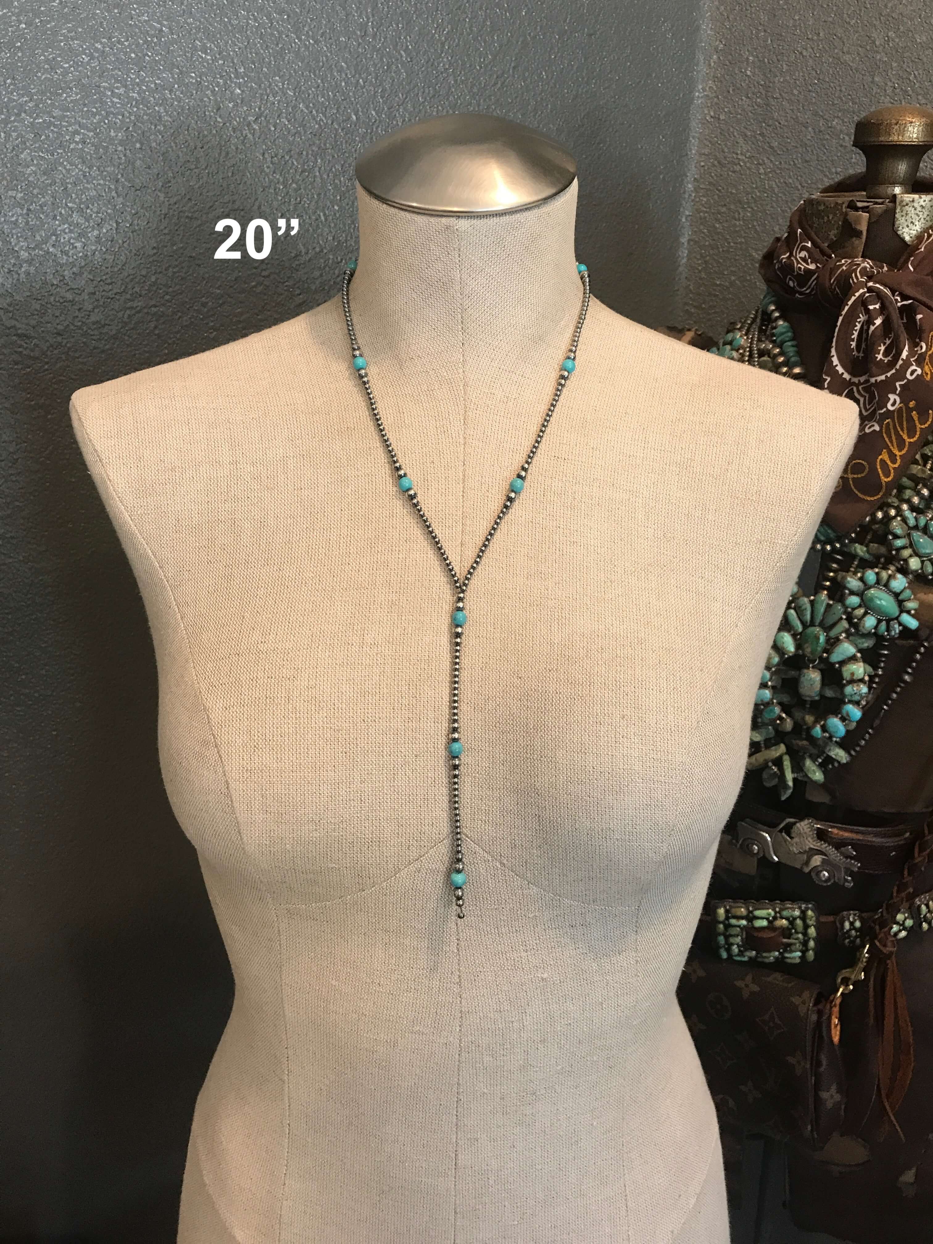 The Callison Lariat-Necklaces-Calli Co., Turquoise and Silver Jewelry, Native American Handmade, Zuni Tribe, Navajo Tribe, Brock Texas