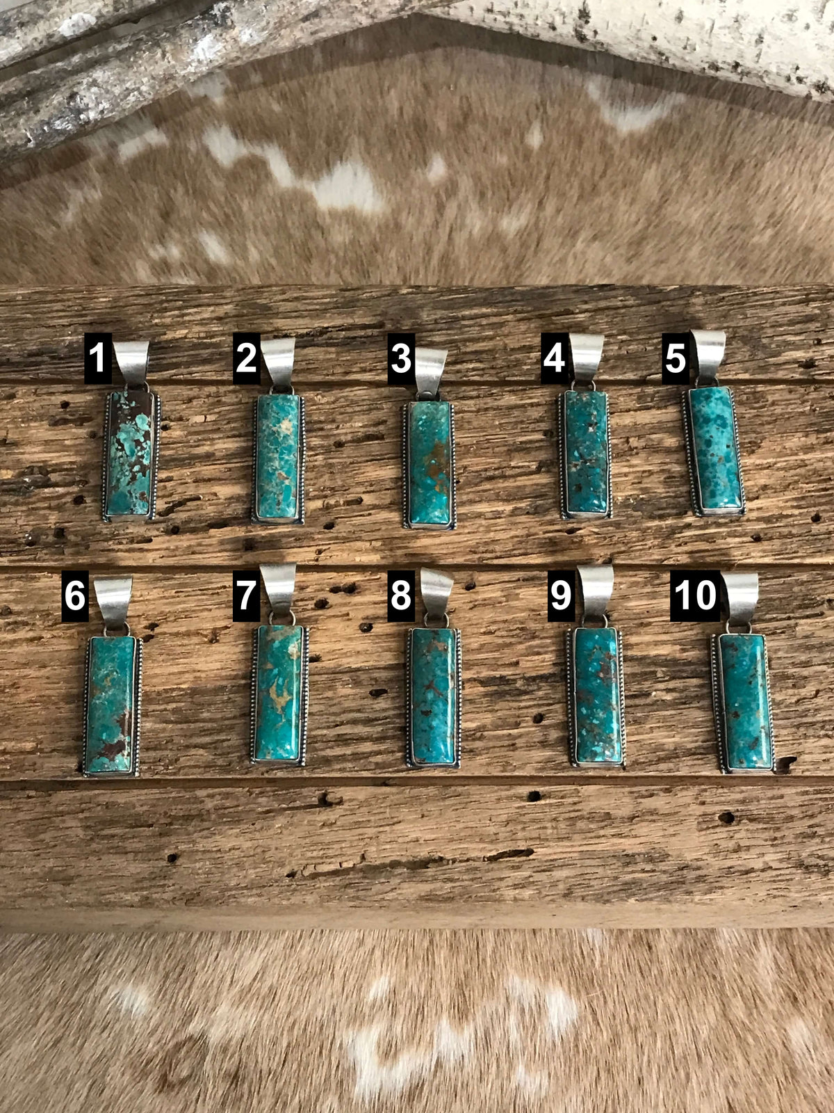 The Bighorn Turquoise Bar Pendants-Pendants-Calli Co., Turquoise and Silver Jewelry, Native American Handmade, Zuni Tribe, Navajo Tribe, Brock Texas