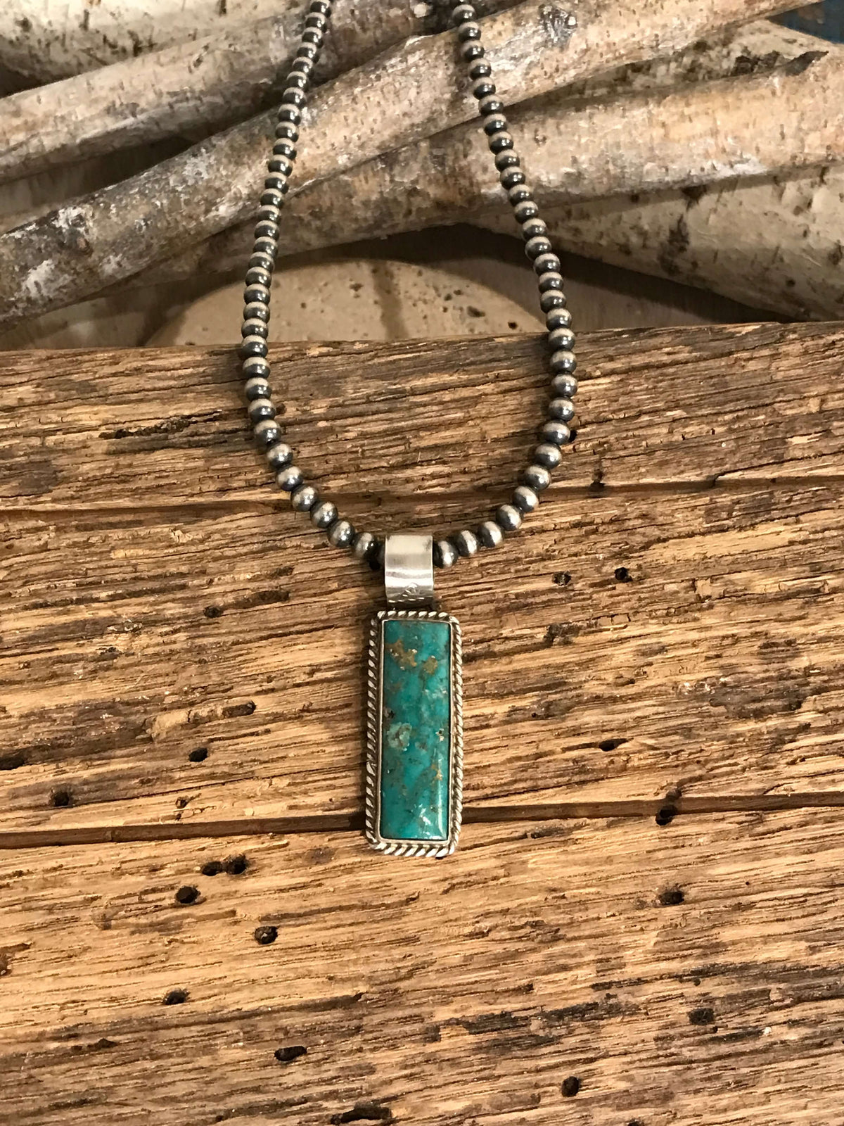 The Bighorn Turquoise Bar Pendants-Pendants-Calli Co., Turquoise and Silver Jewelry, Native American Handmade, Zuni Tribe, Navajo Tribe, Brock Texas