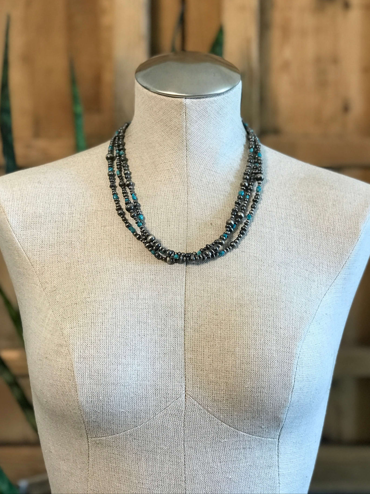 The Grecian Triple Strand Necklace, 1-Necklaces-Calli Co., Turquoise and Silver Jewelry, Native American Handmade, Zuni Tribe, Navajo Tribe, Brock Texas