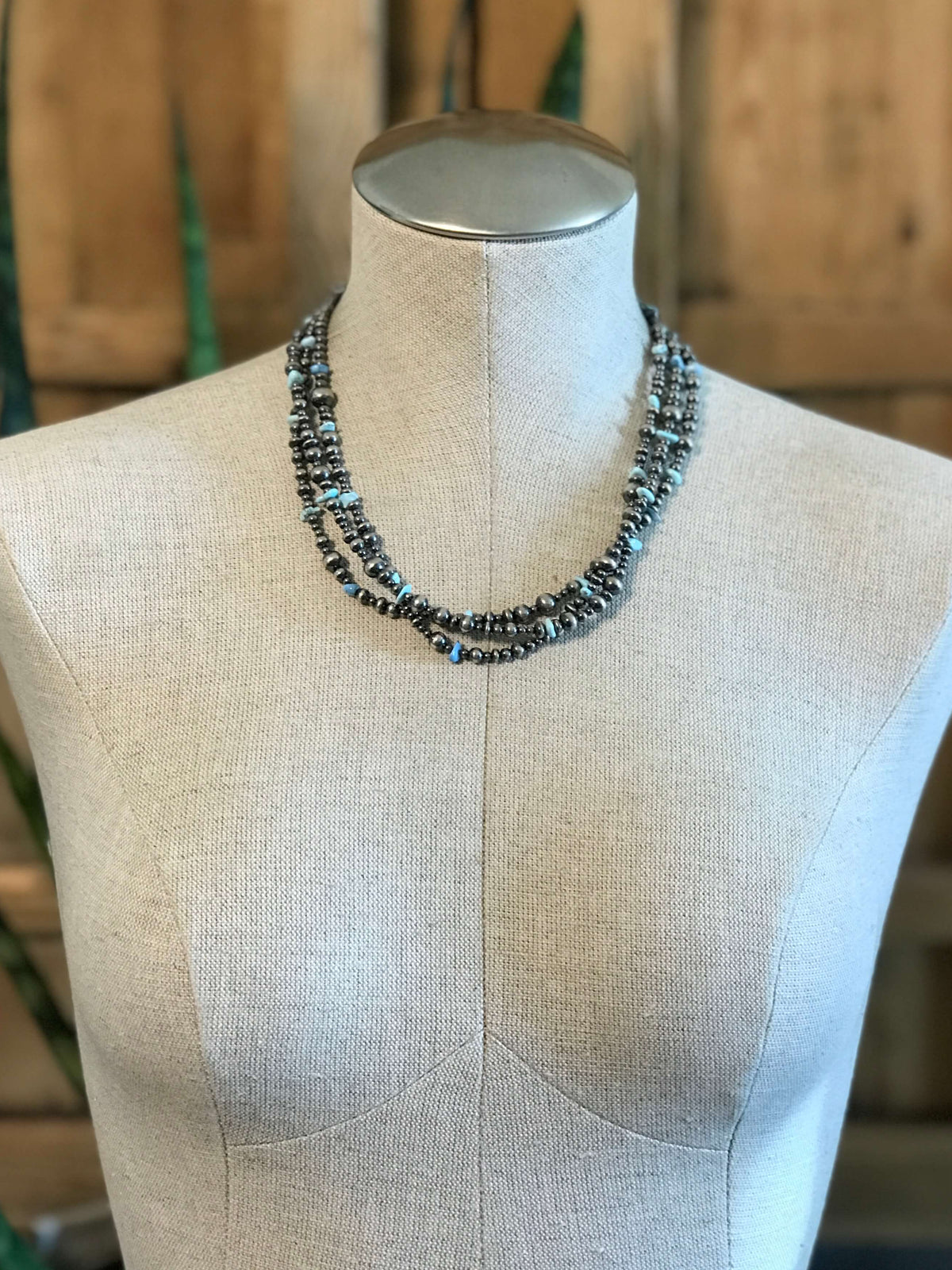 The Grecian Triple Strand Necklace, 4-Necklaces-Calli Co., Turquoise and Silver Jewelry, Native American Handmade, Zuni Tribe, Navajo Tribe, Brock Texas
