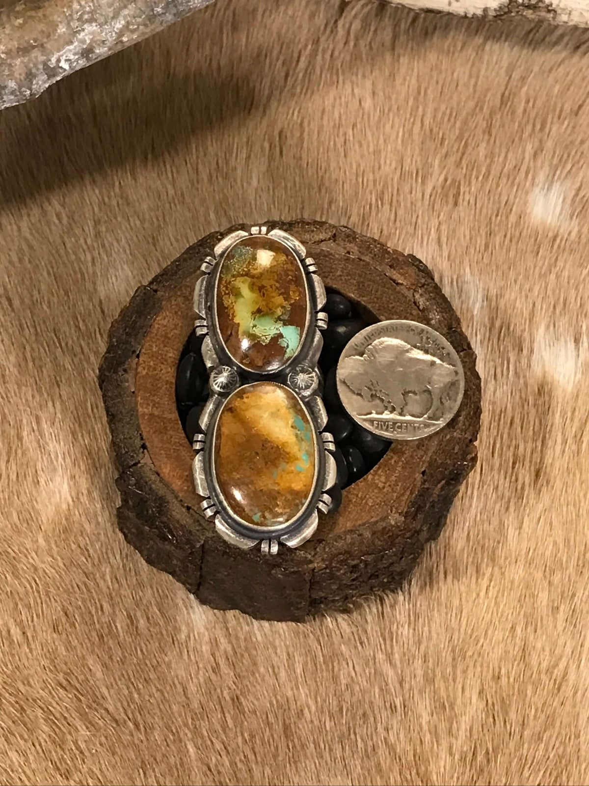 The Velarde Ring, 2-Rings-Calli Co., Turquoise and Silver Jewelry, Native American Handmade, Zuni Tribe, Navajo Tribe, Brock Texas