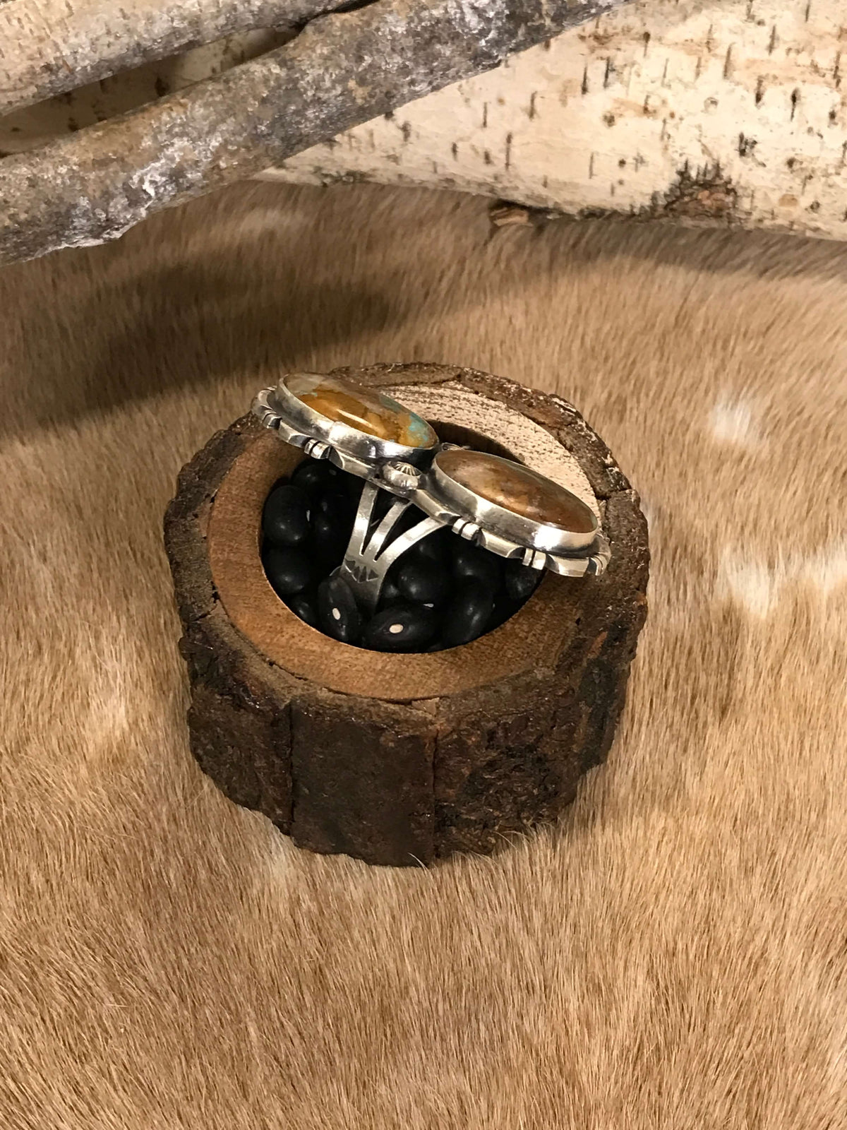 The Velarde Ring, 3-Rings-Calli Co., Turquoise and Silver Jewelry, Native American Handmade, Zuni Tribe, Navajo Tribe, Brock Texas