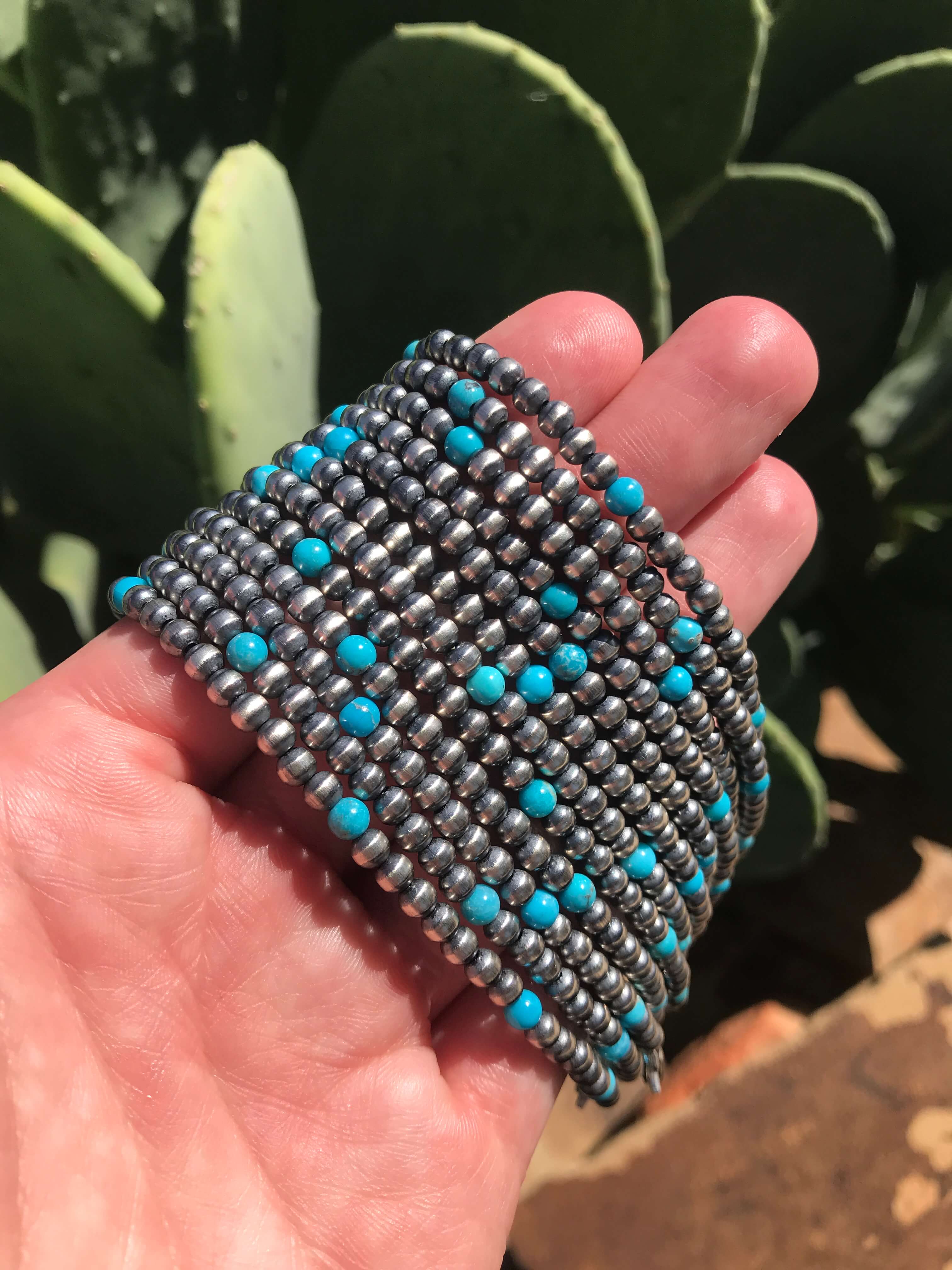 The Nash Ankle Bracelet in Blue-Bracelets & Cuffs-Calli Co., Turquoise and Silver Jewelry, Native American Handmade, Zuni Tribe, Navajo Tribe, Brock Texas