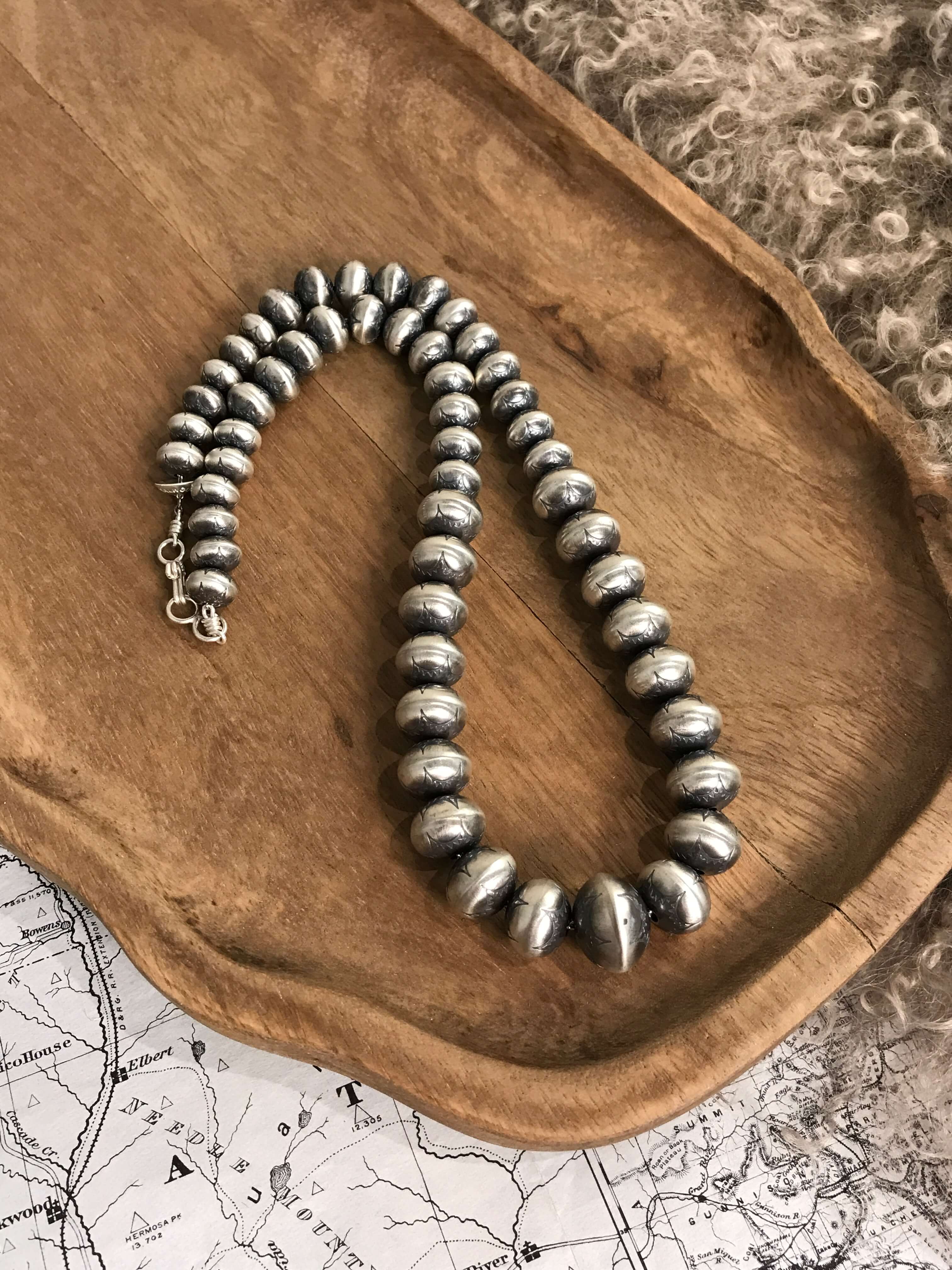 The Bronc Necklace, 20"-Necklaces-Calli Co., Turquoise and Silver Jewelry, Native American Handmade, Zuni Tribe, Navajo Tribe, Brock Texas