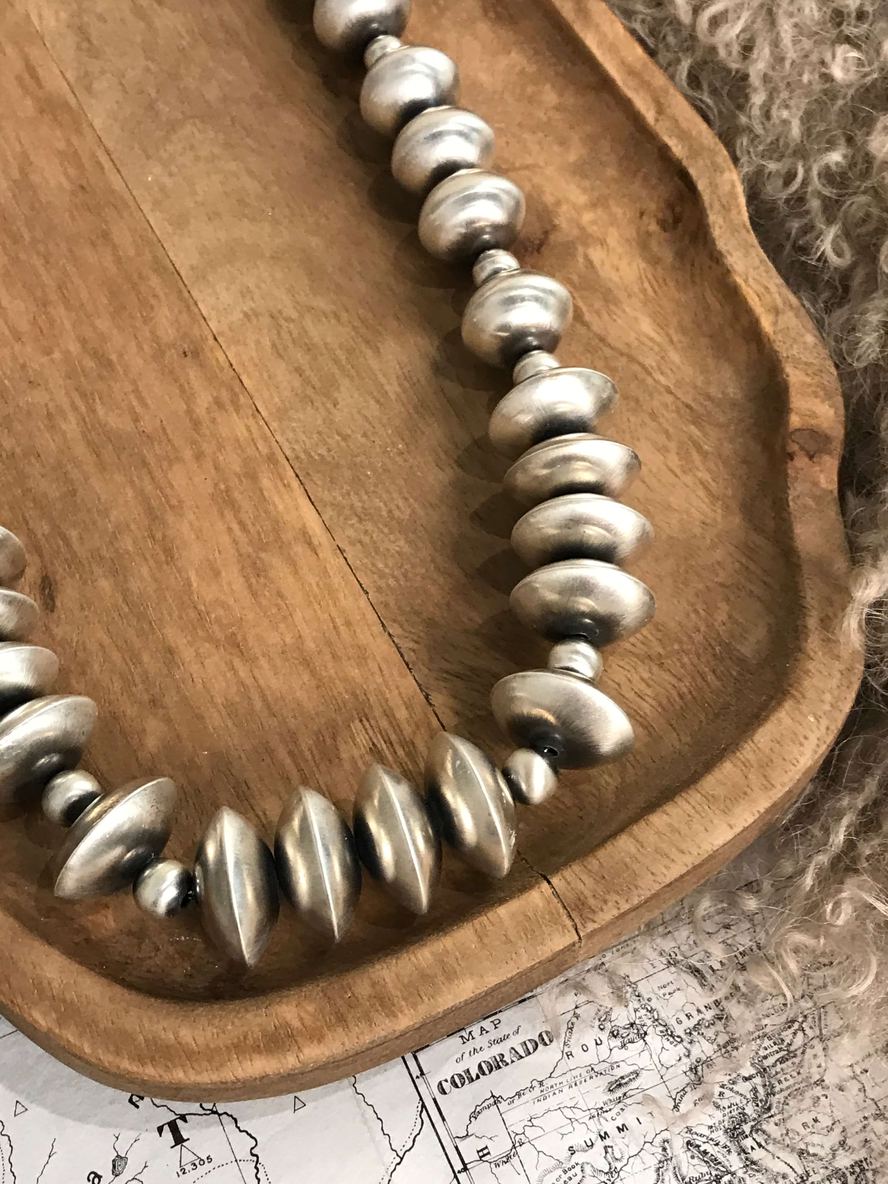 The Ames Necklace, 28"-Necklaces-Calli Co., Turquoise and Silver Jewelry, Native American Handmade, Zuni Tribe, Navajo Tribe, Brock Texas