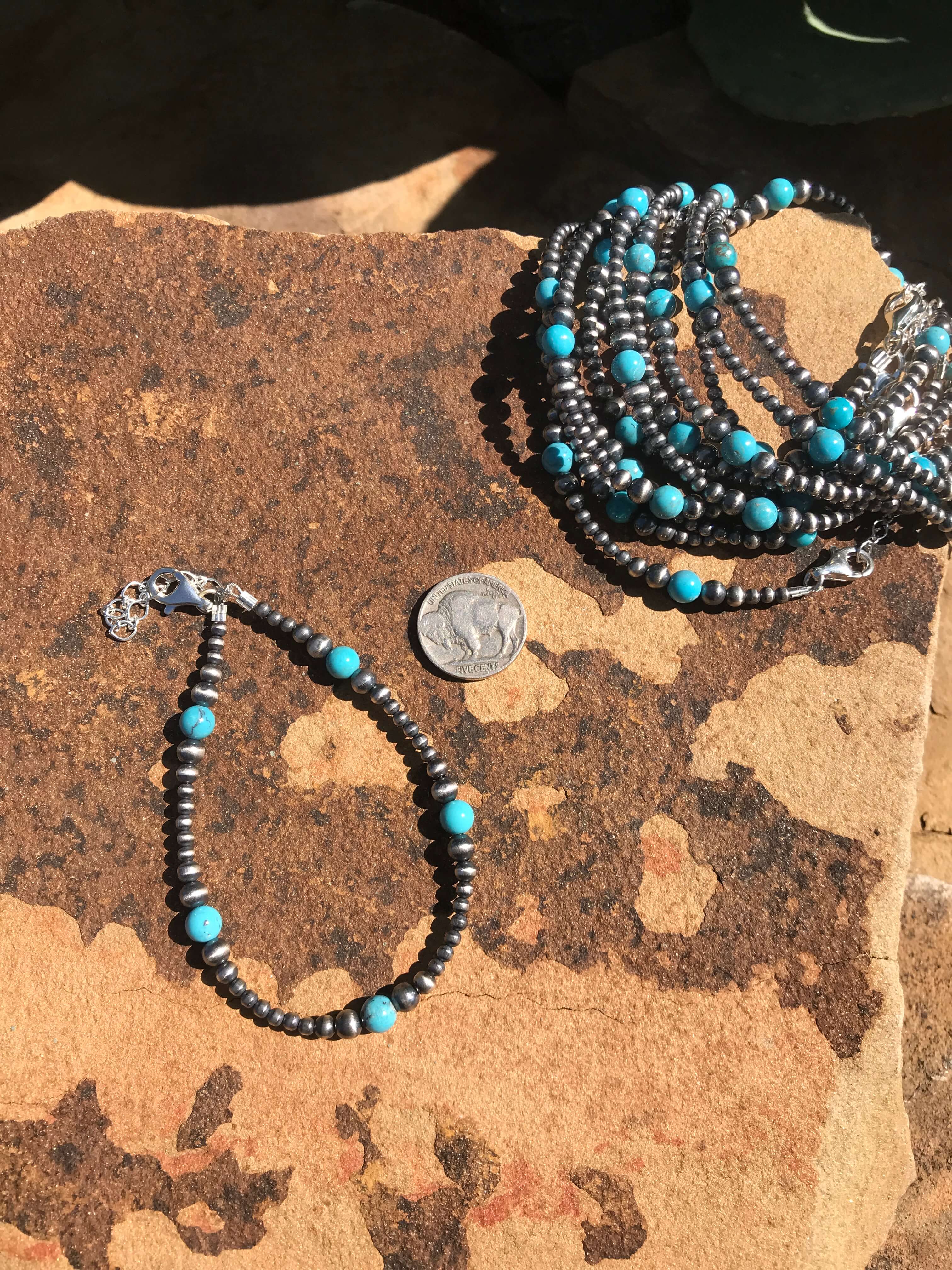 The Callison Anklet-Bracelets & Cuffs-Calli Co., Turquoise and Silver Jewelry, Native American Handmade, Zuni Tribe, Navajo Tribe, Brock Texas