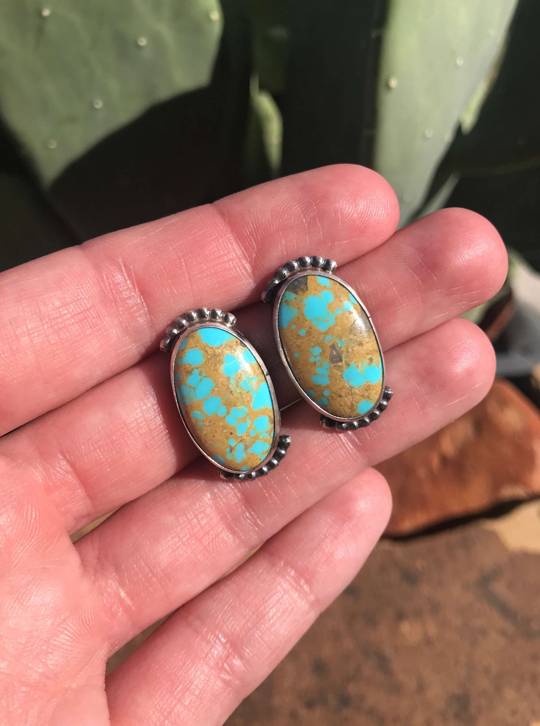 The Turquoise Studs, 94-Earrings-Calli Co., Turquoise and Silver Jewelry, Native American Handmade, Zuni Tribe, Navajo Tribe, Brock Texas