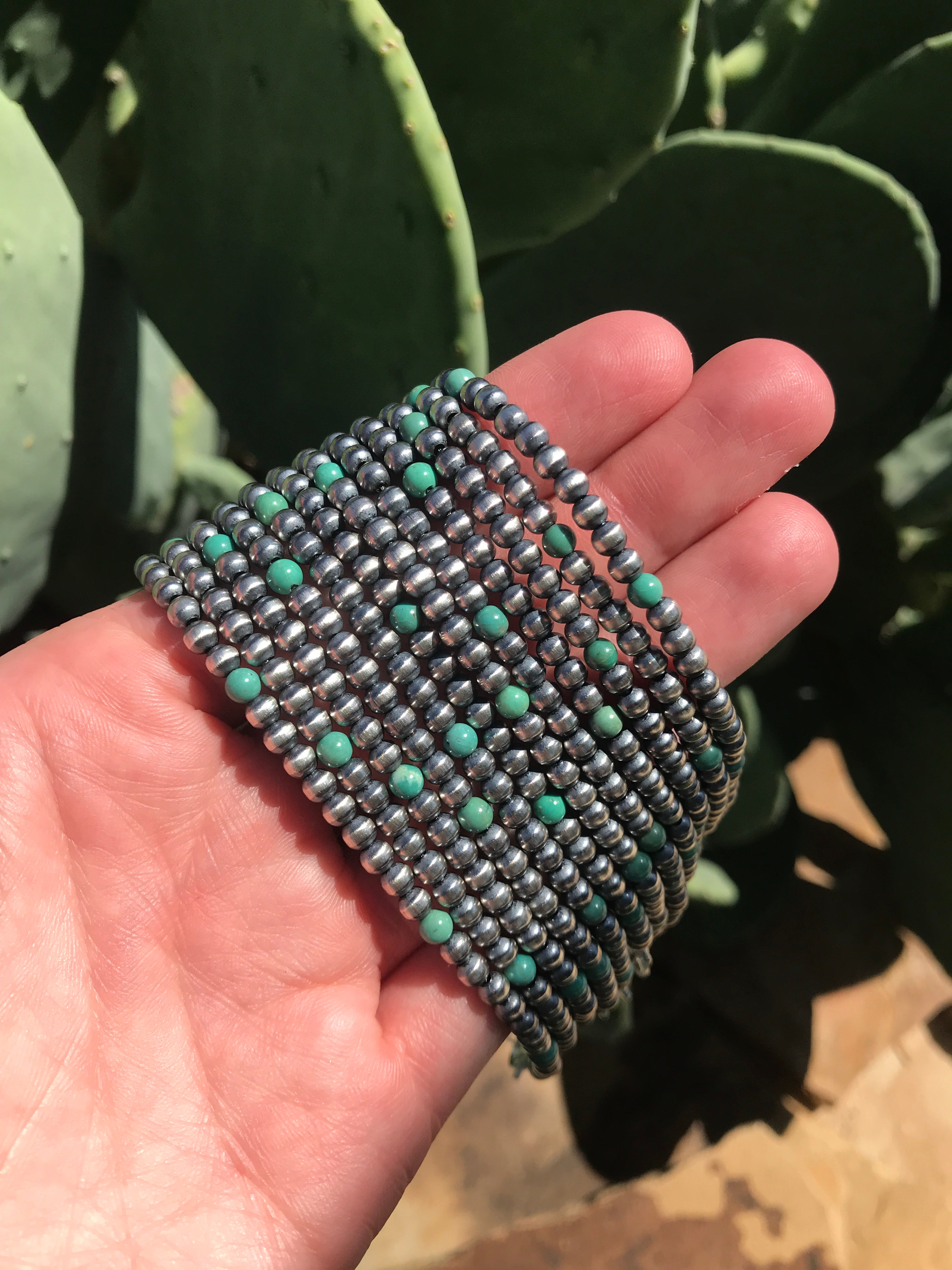 The Nash Ankle Bracelet in Green-Bracelets & Cuffs-Calli Co., Turquoise and Silver Jewelry, Native American Handmade, Zuni Tribe, Navajo Tribe, Brock Texas