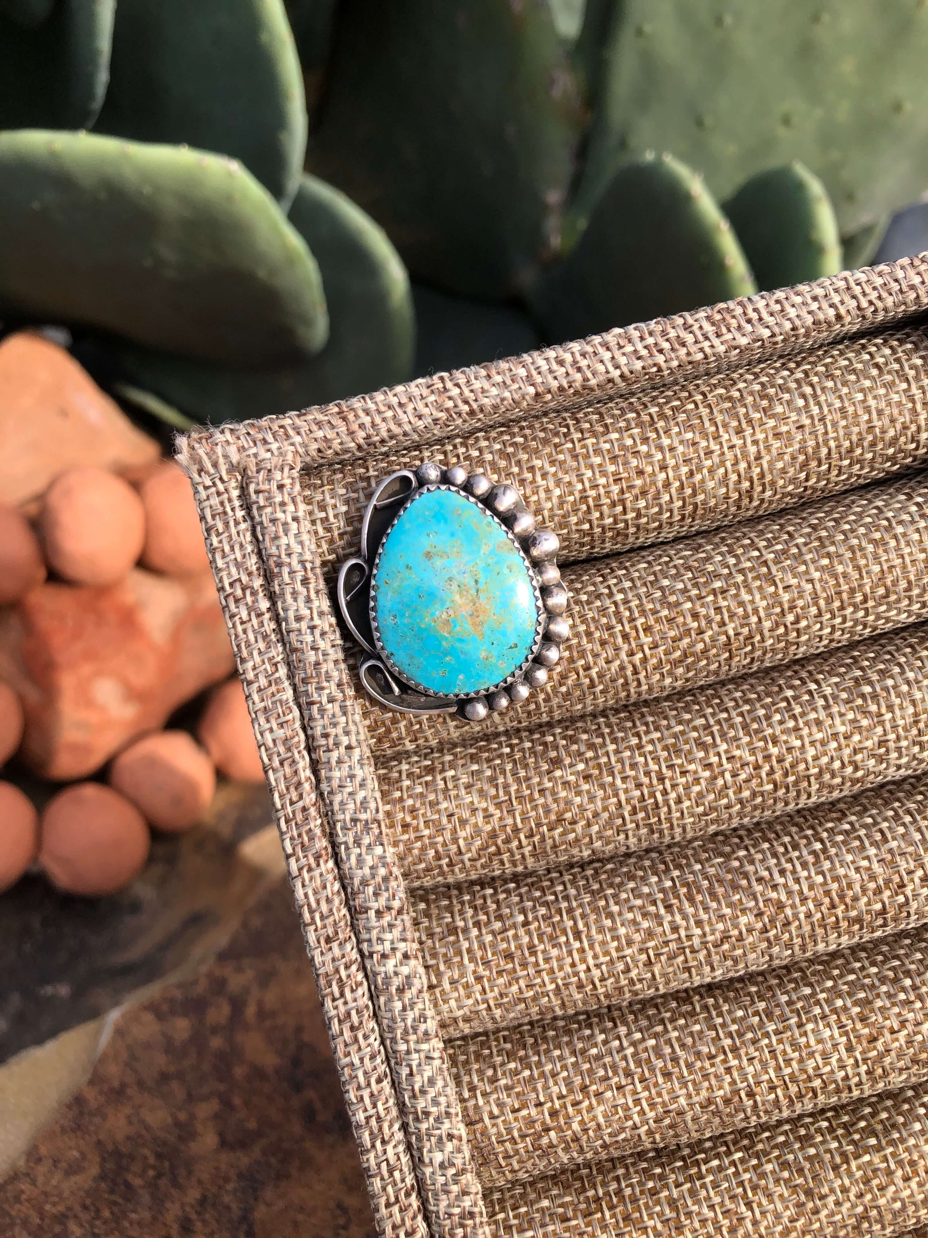 The Legend Ring, Sz 7.5-Rings-Calli Co., Turquoise and Silver Jewelry, Native American Handmade, Zuni Tribe, Navajo Tribe, Brock Texas