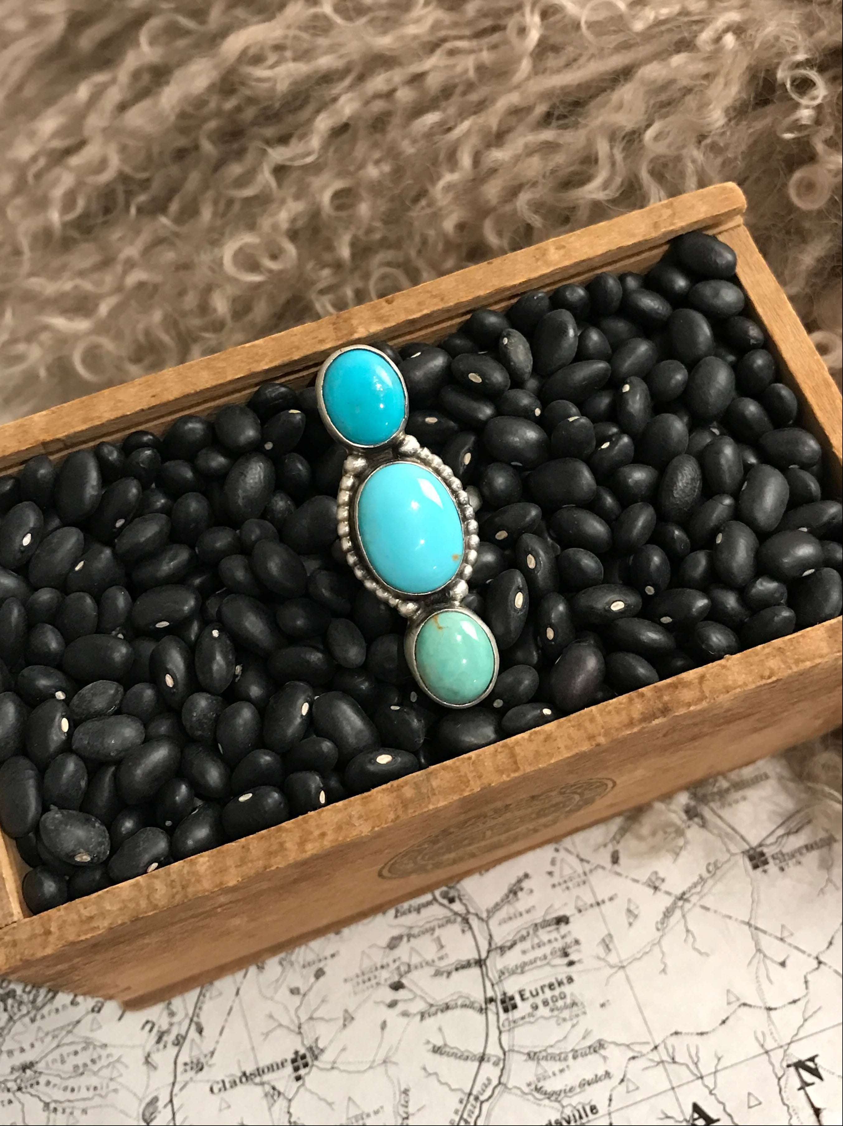 The Prime Adjustable Turquoise Ring, 3-Rings-Calli Co., Turquoise and Silver Jewelry, Native American Handmade, Zuni Tribe, Navajo Tribe, Brock Texas