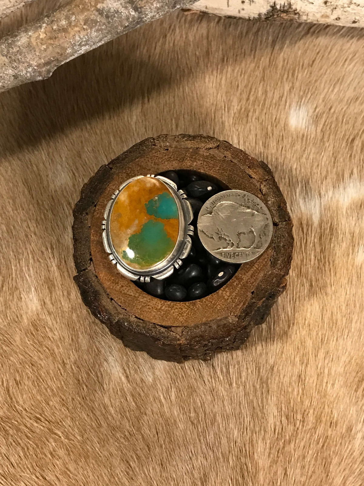 The Dromore Ring, 3-Rings-Calli Co., Turquoise and Silver Jewelry, Native American Handmade, Zuni Tribe, Navajo Tribe, Brock Texas