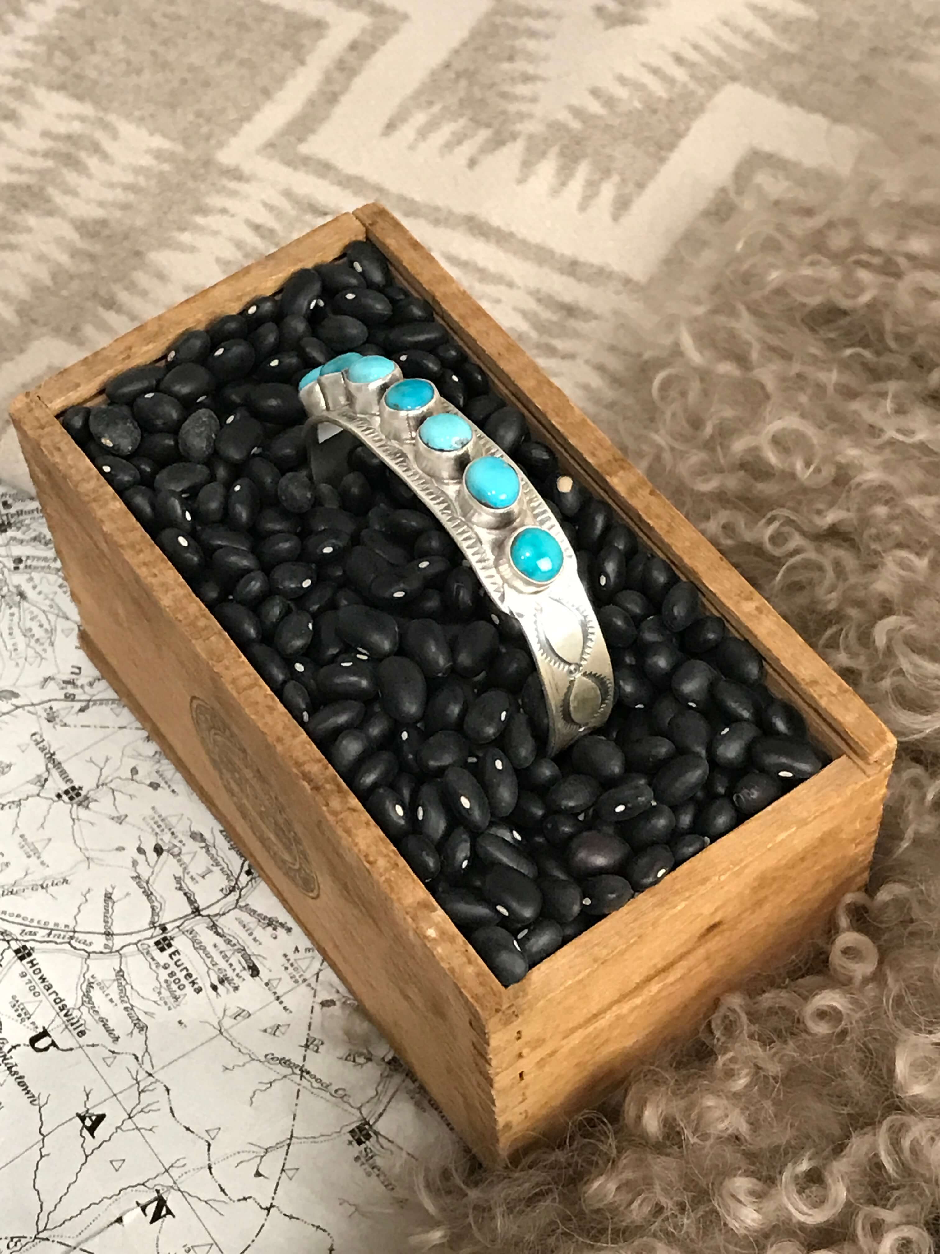 The Ignacio Row Cuff-Bracelets & Cuffs-Calli Co., Turquoise and Silver Jewelry, Native American Handmade, Zuni Tribe, Navajo Tribe, Brock Texas