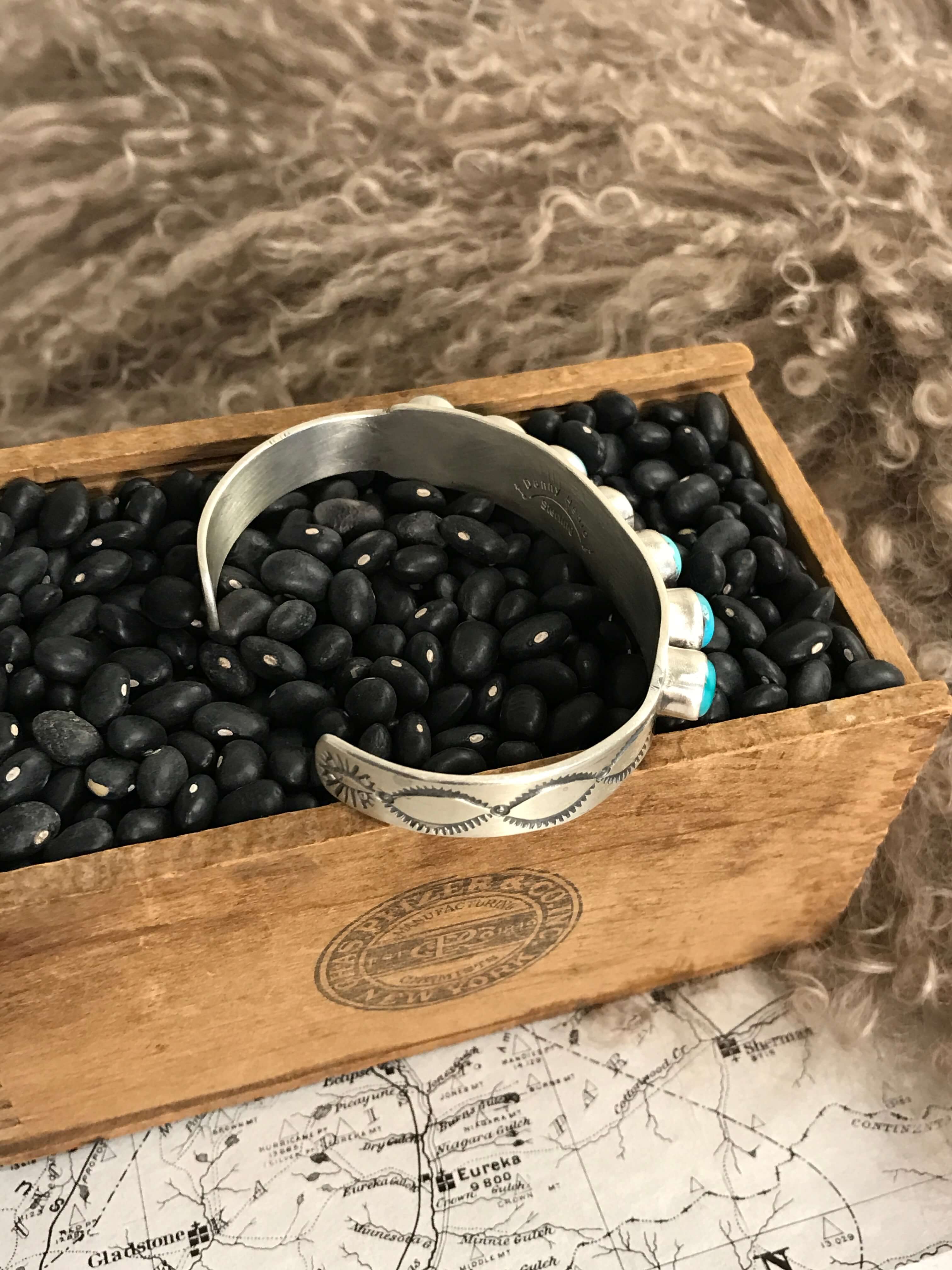 The Ignacio Row Cuff-Bracelets & Cuffs-Calli Co., Turquoise and Silver Jewelry, Native American Handmade, Zuni Tribe, Navajo Tribe, Brock Texas