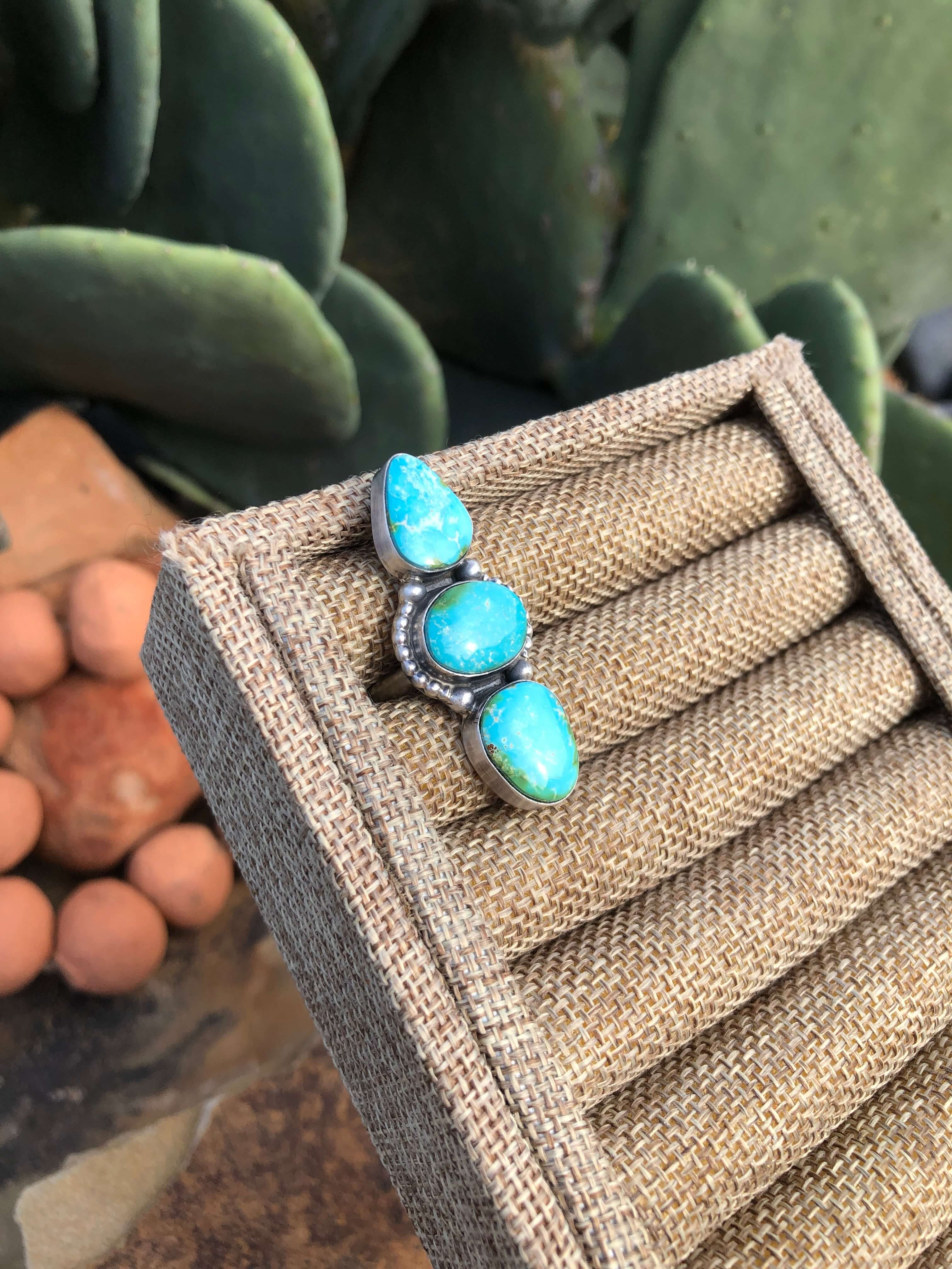 The Prime Adjustable Ring, 2-Rings-Calli Co., Turquoise and Silver Jewelry, Native American Handmade, Zuni Tribe, Navajo Tribe, Brock Texas