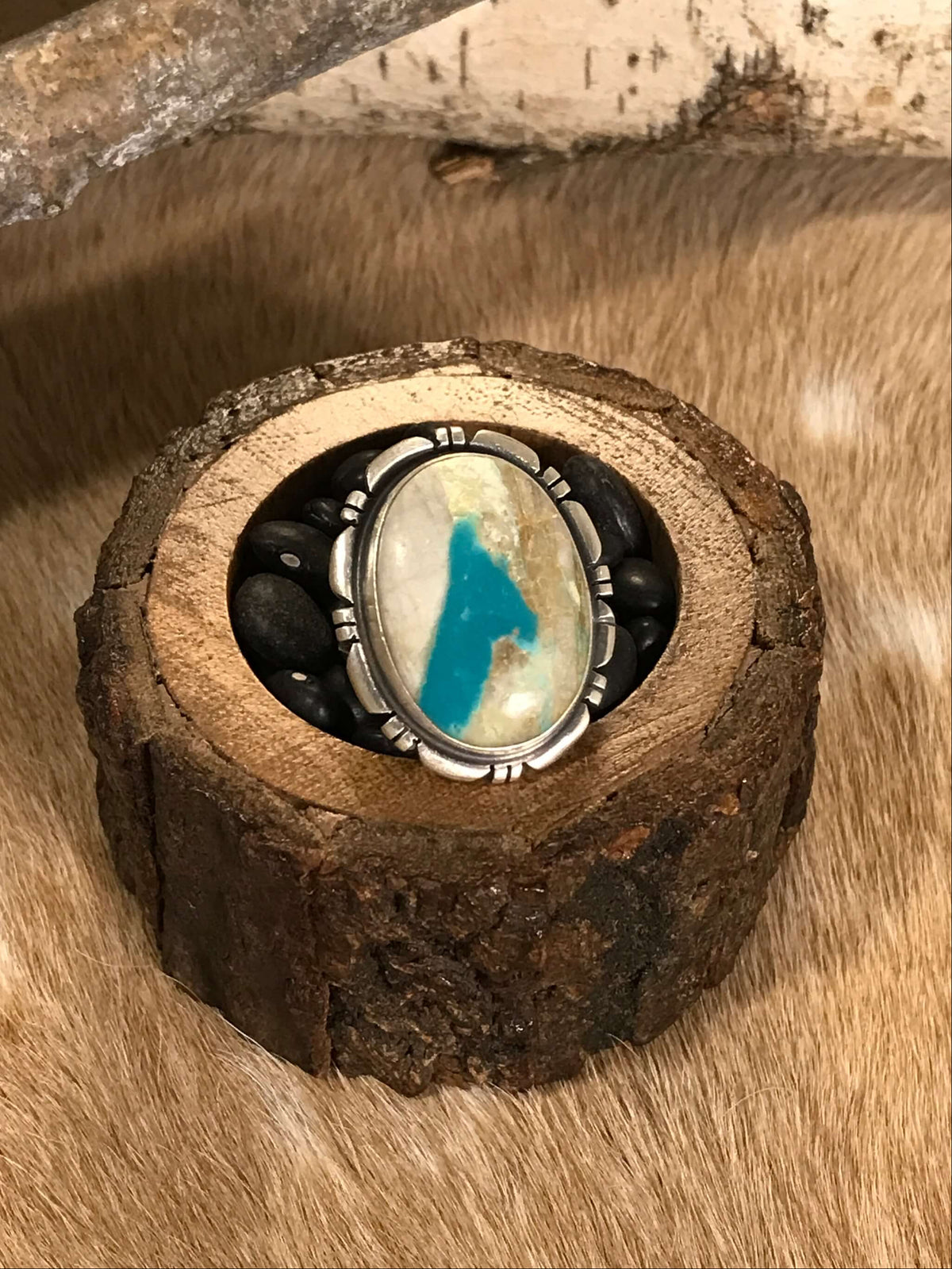The Dromore Ring, 5-Rings-Calli Co., Turquoise and Silver Jewelry, Native American Handmade, Zuni Tribe, Navajo Tribe, Brock Texas