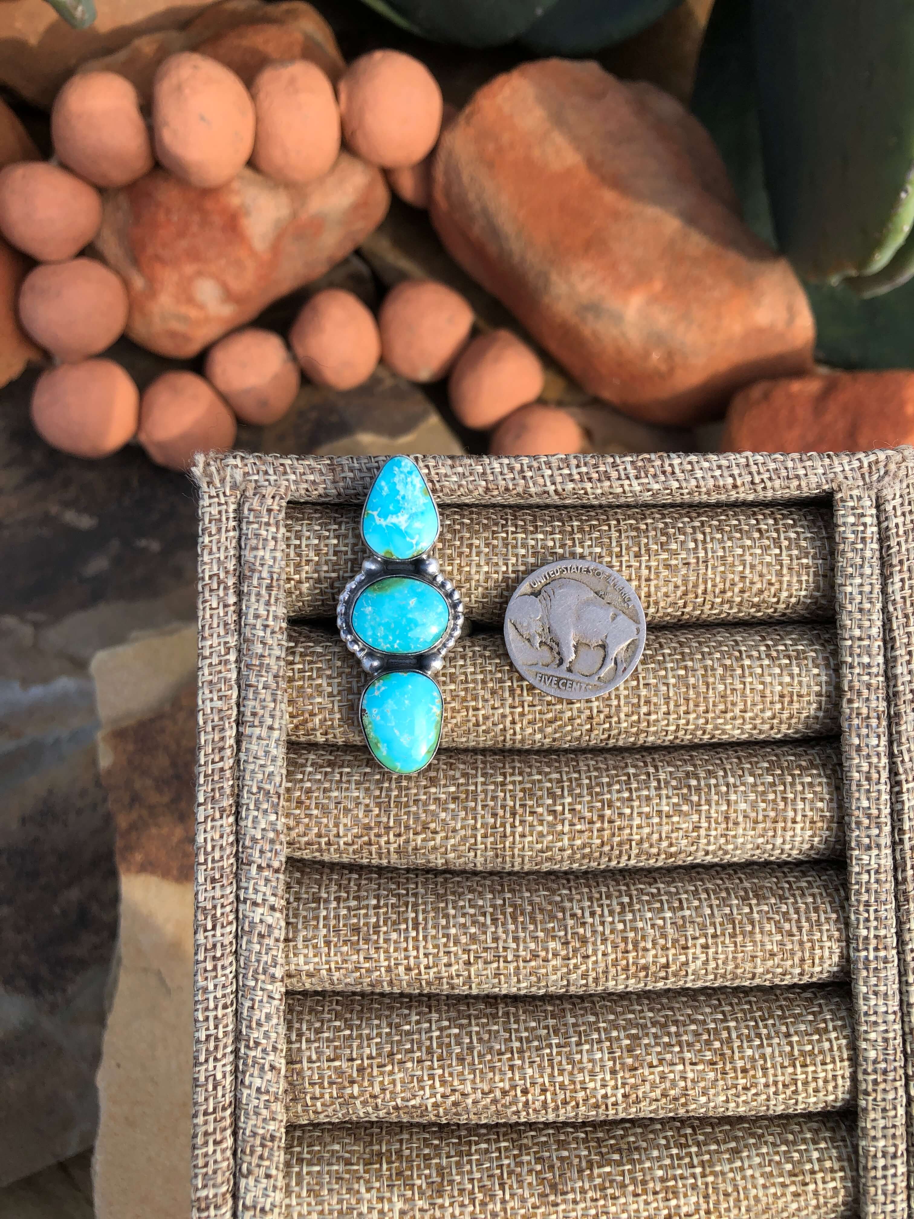 The Prime Adjustable Ring, 2-Rings-Calli Co., Turquoise and Silver Jewelry, Native American Handmade, Zuni Tribe, Navajo Tribe, Brock Texas
