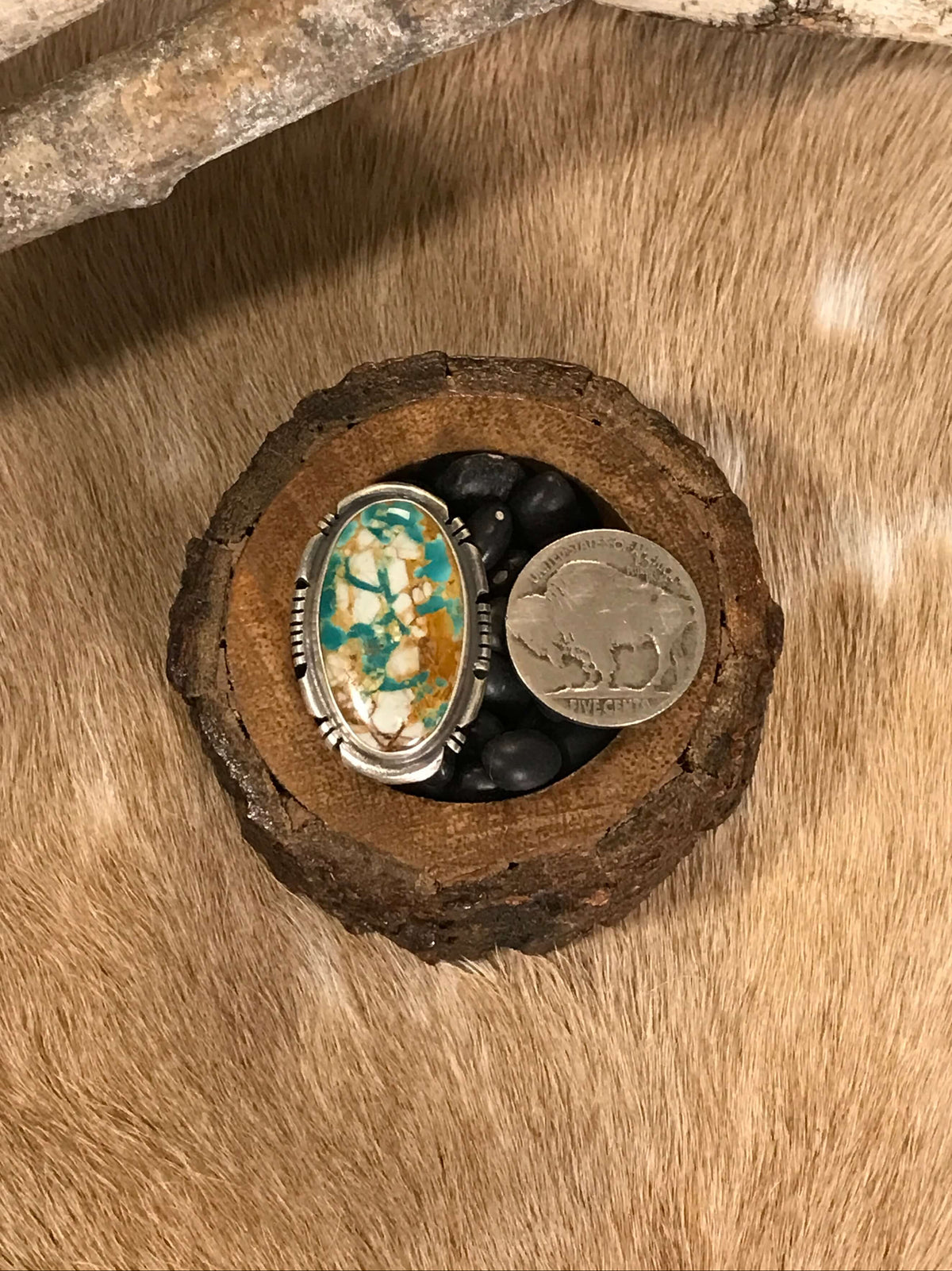 The Dromore Ring, 6-Rings-Calli Co., Turquoise and Silver Jewelry, Native American Handmade, Zuni Tribe, Navajo Tribe, Brock Texas