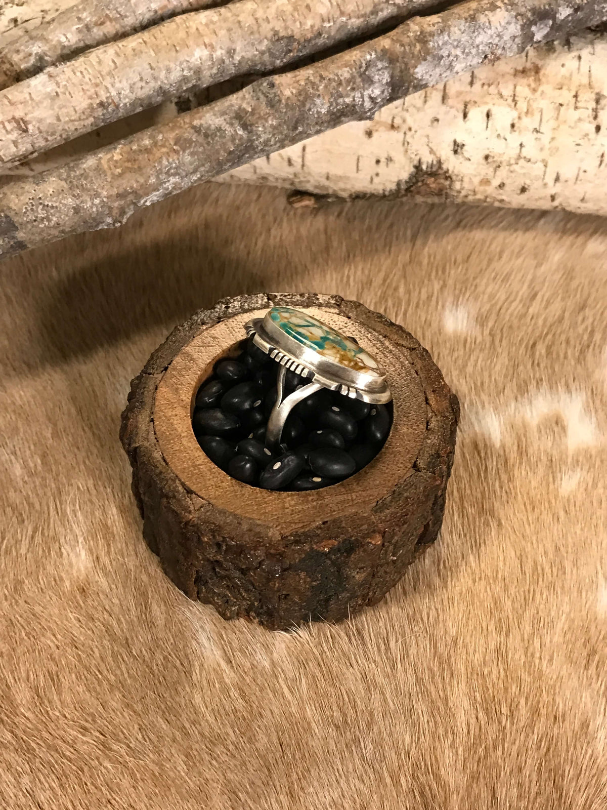 The Dromore Ring, 6-Rings-Calli Co., Turquoise and Silver Jewelry, Native American Handmade, Zuni Tribe, Navajo Tribe, Brock Texas