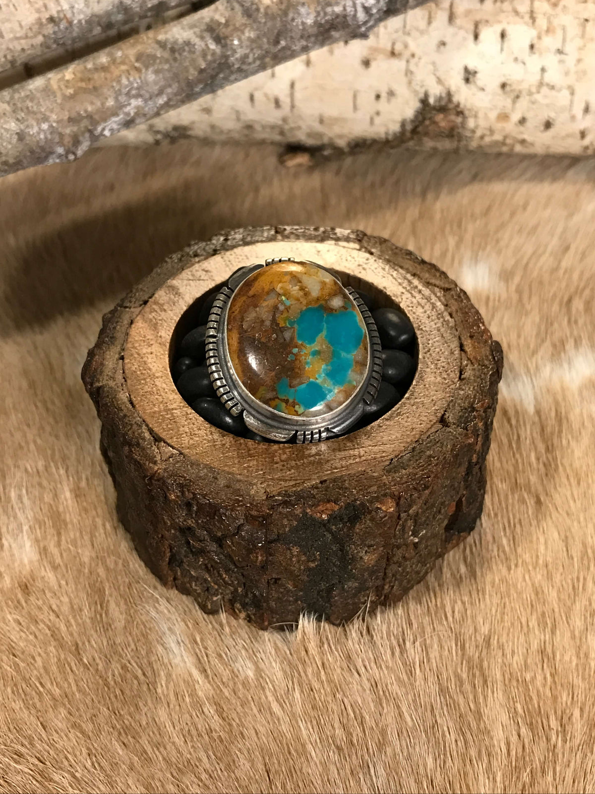 The Dromore Ring, 7-Rings-Calli Co., Turquoise and Silver Jewelry, Native American Handmade, Zuni Tribe, Navajo Tribe, Brock Texas