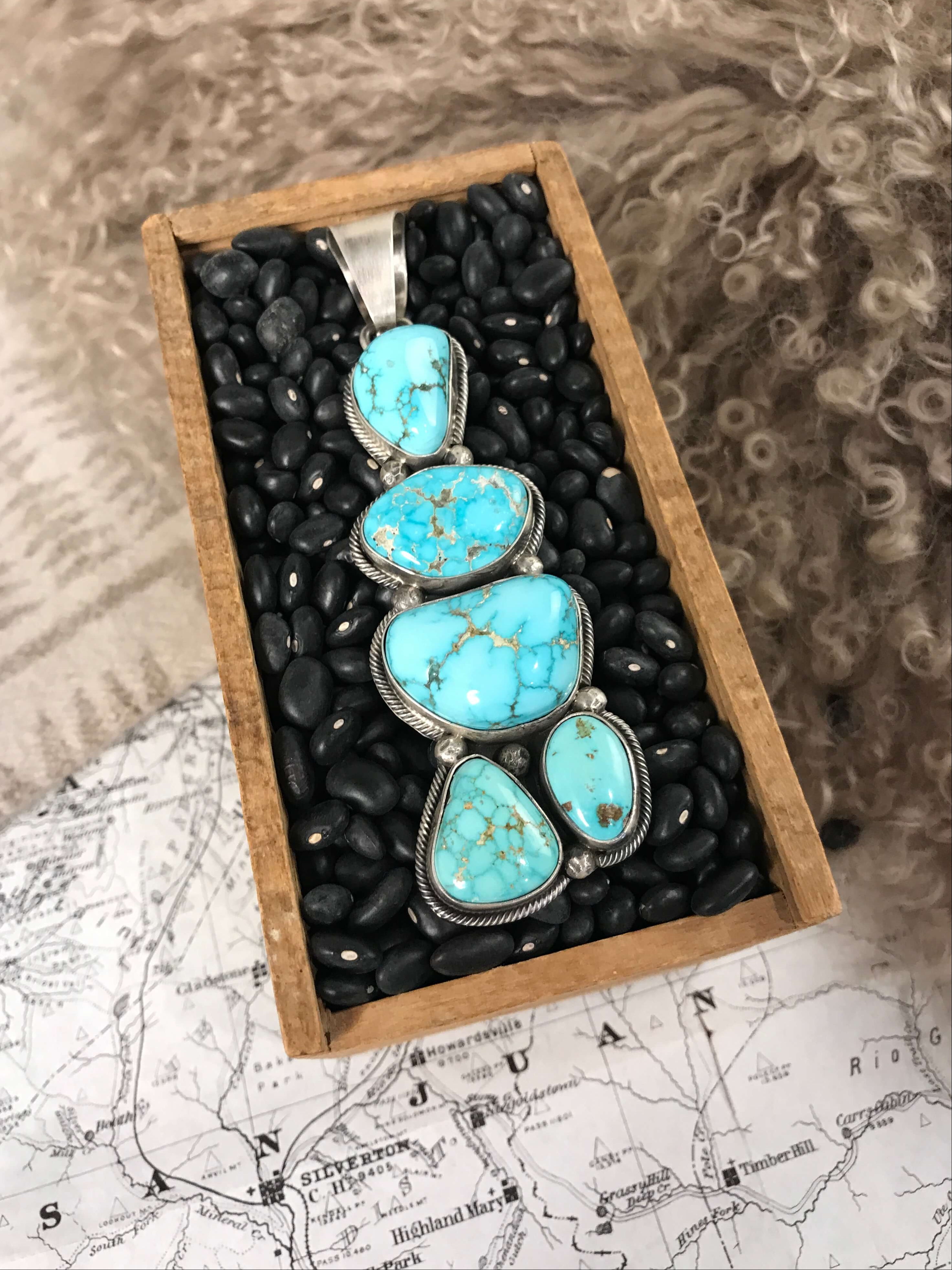 The Wells Nugget Pendant-Pendants-Calli Co., Turquoise and Silver Jewelry, Native American Handmade, Zuni Tribe, Navajo Tribe, Brock Texas