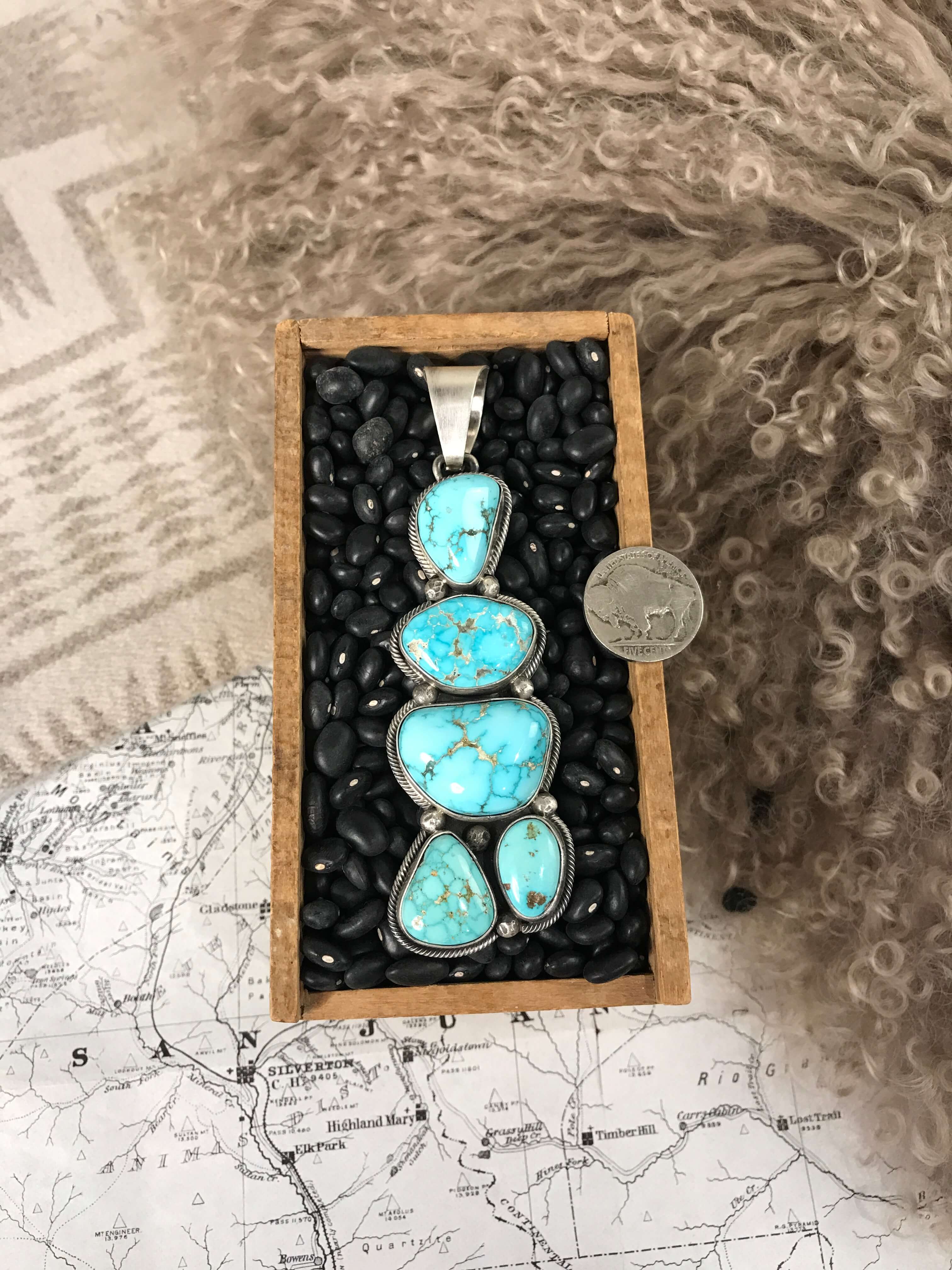 The Wells Nugget Pendant-Pendants-Calli Co., Turquoise and Silver Jewelry, Native American Handmade, Zuni Tribe, Navajo Tribe, Brock Texas