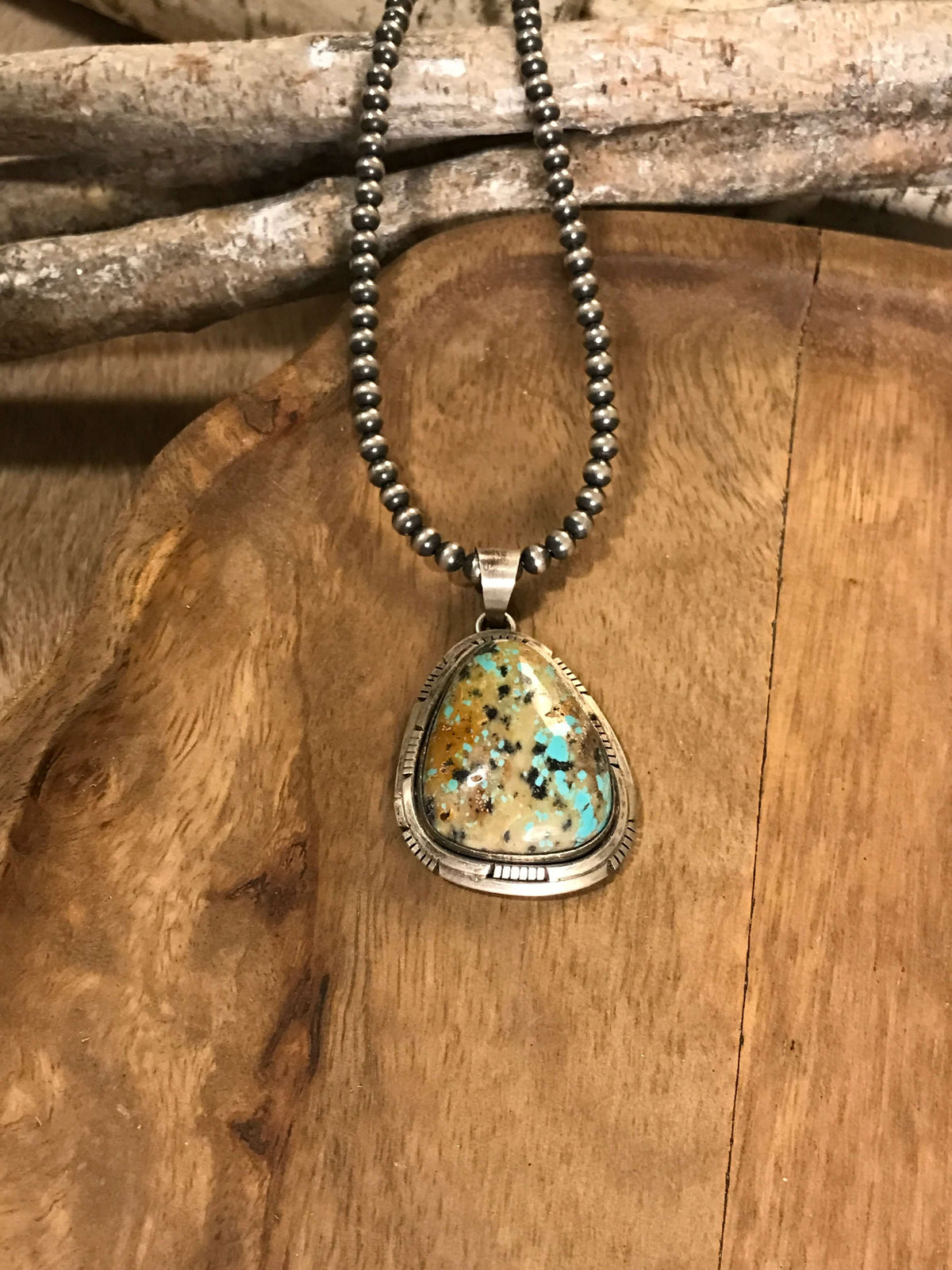 The Oklala Turquoise Pendant-Pendants-Calli Co., Turquoise and Silver Jewelry, Native American Handmade, Zuni Tribe, Navajo Tribe, Brock Texas
